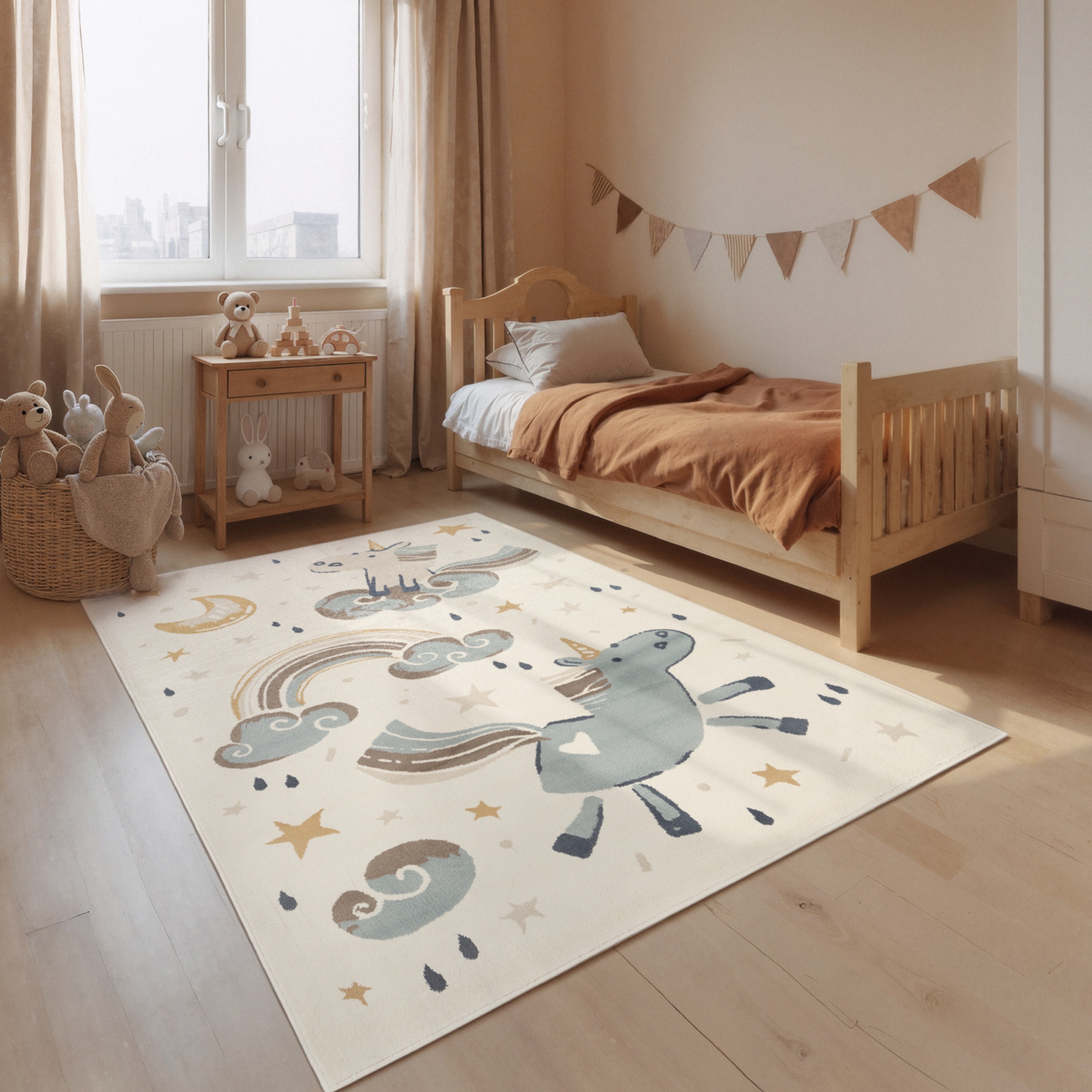 HANSE Home Kinderteppich "Einhorn" rechteckig 10 mm Höhe Pflegeleicht, Weich, Kinderzimmer, Spielteppich, Spielunterlage