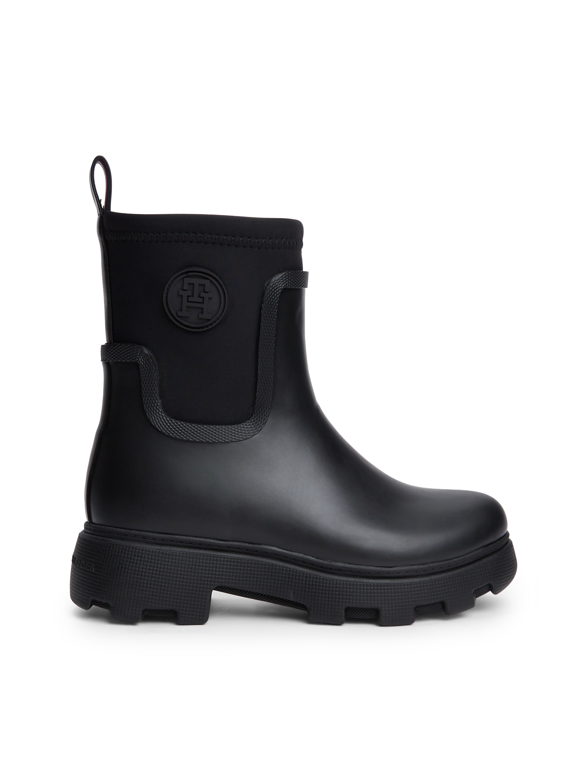 Tommy Hilfiger Gummistiefelette »TH STAMP WARM ANKLE RAIN BOOT«  Blockabsatz, Regenboots mit TH-Logoemblem