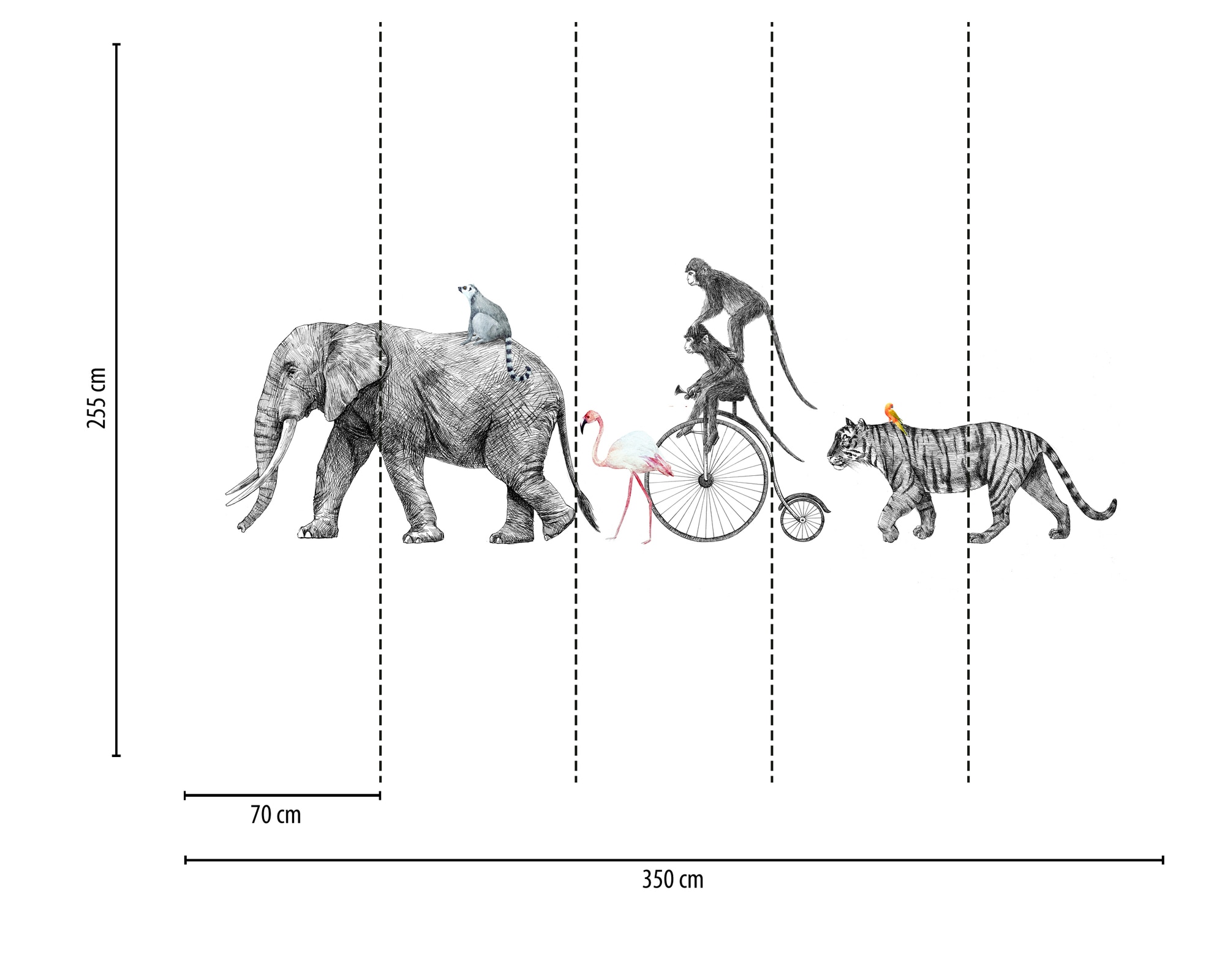 A.S. Création Vliestapete »Fototapete Tiere auf Reise Schwarz Weiß Fahrrad« matt strukturiert
