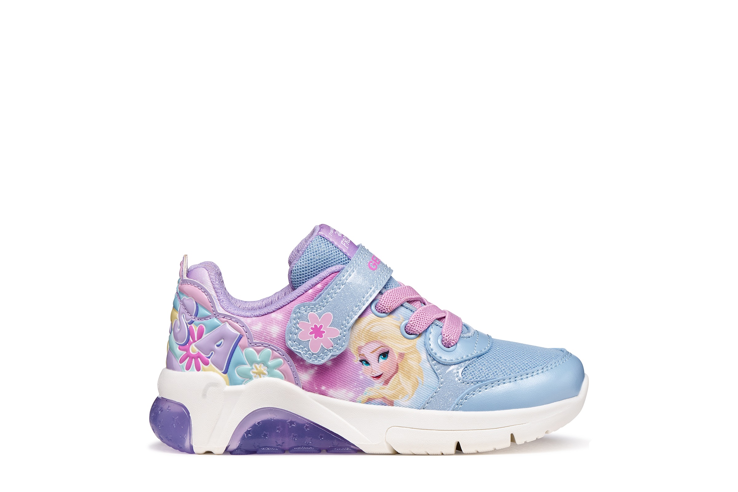 Geox Sneaker »J FADINLIGHT GIRL«  Klettschuh mit Blüten und Elsa-Motiv, Größenschablone zum Download