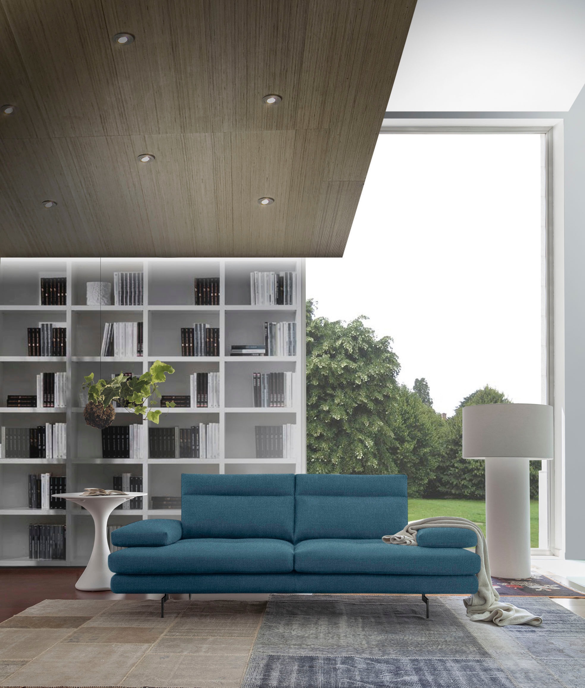 CALIA ITALIA 3-Sitzer "Toby Wing, 208 cm breit, Designsofa, hochwertige Verarbeitungsdetails" inkl. Sitztiefenverstellung und Armteilfunktion, Füße in Schwarz matt