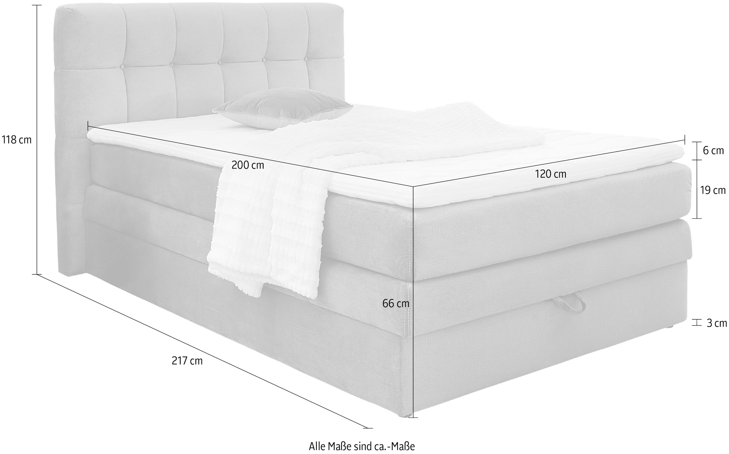 Jockenhöfer Gruppe Boxspringbett »Amy in Cord« mit Bettkasten und Kaltschaum-Topper, erhältlich in 120, 140 & 180cm