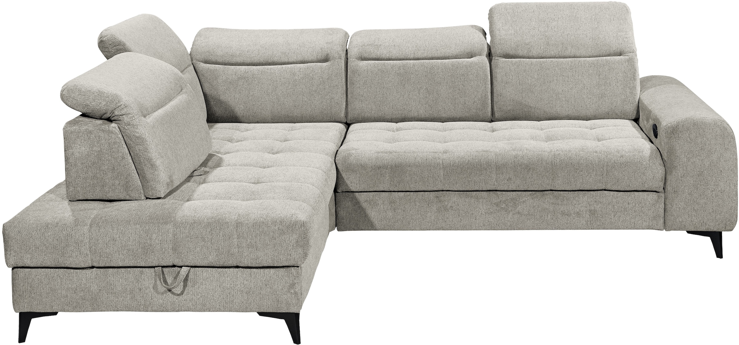 ED EXCITING DESIGN Ecksofa »Rockdale L-Form mit Bettfunktion, Bettkasten«, Kopfteilverstellung, Sitztiefenverstellung & USB-Port