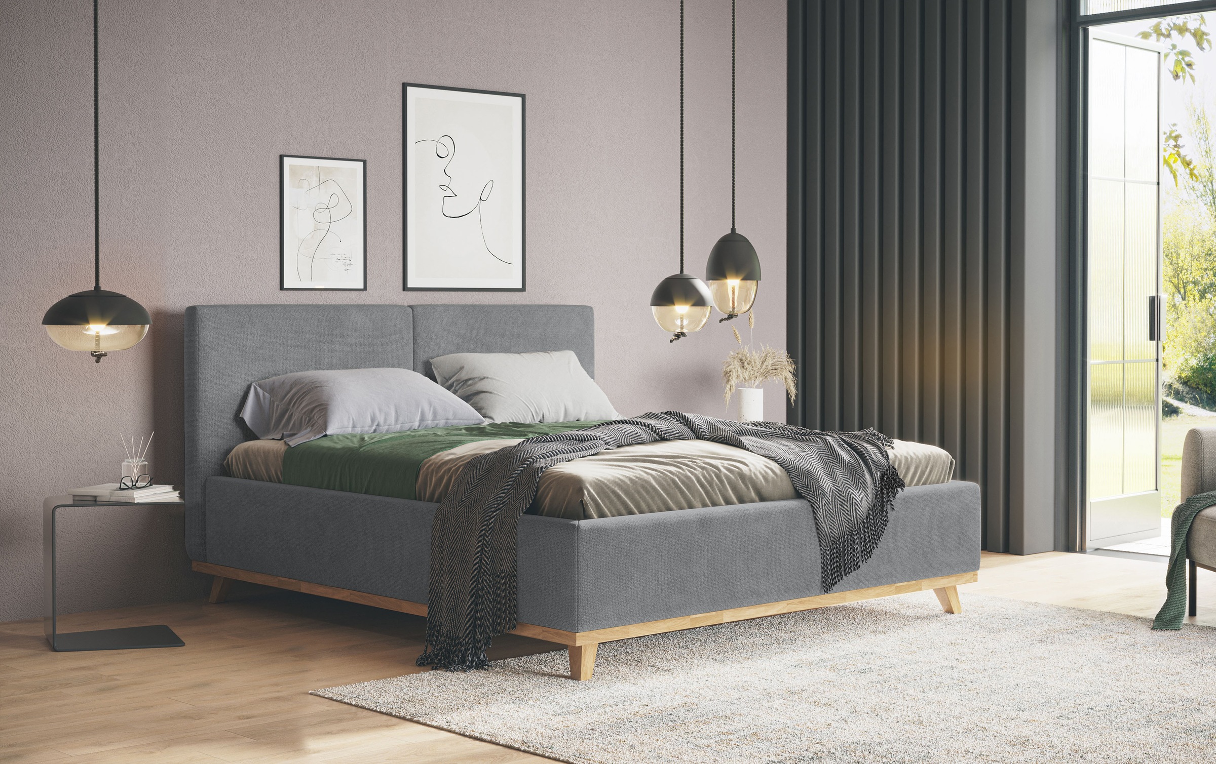 Polsterbett COTTA, B:191cm H:112cm L:222cmcoal, Betten, "MILLI III wahlweise mit Bettkasten", erhältlich in den Größen 160x200cm & 180x200cm