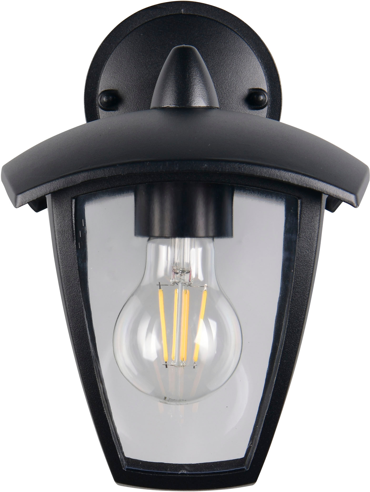 TRIO Leuchten Außen-Wandleuchte »VENTA, Laterne Hauswand Fassadenbeleuchtung, exkl 1x E27 max 10W, IP44«, 1 flammig, Leuchtmittel E27 | Leuchtmittel wechselbar, Wandlampe Laternen-Optik, abwärts gerichtet, Schirm Kunststoff