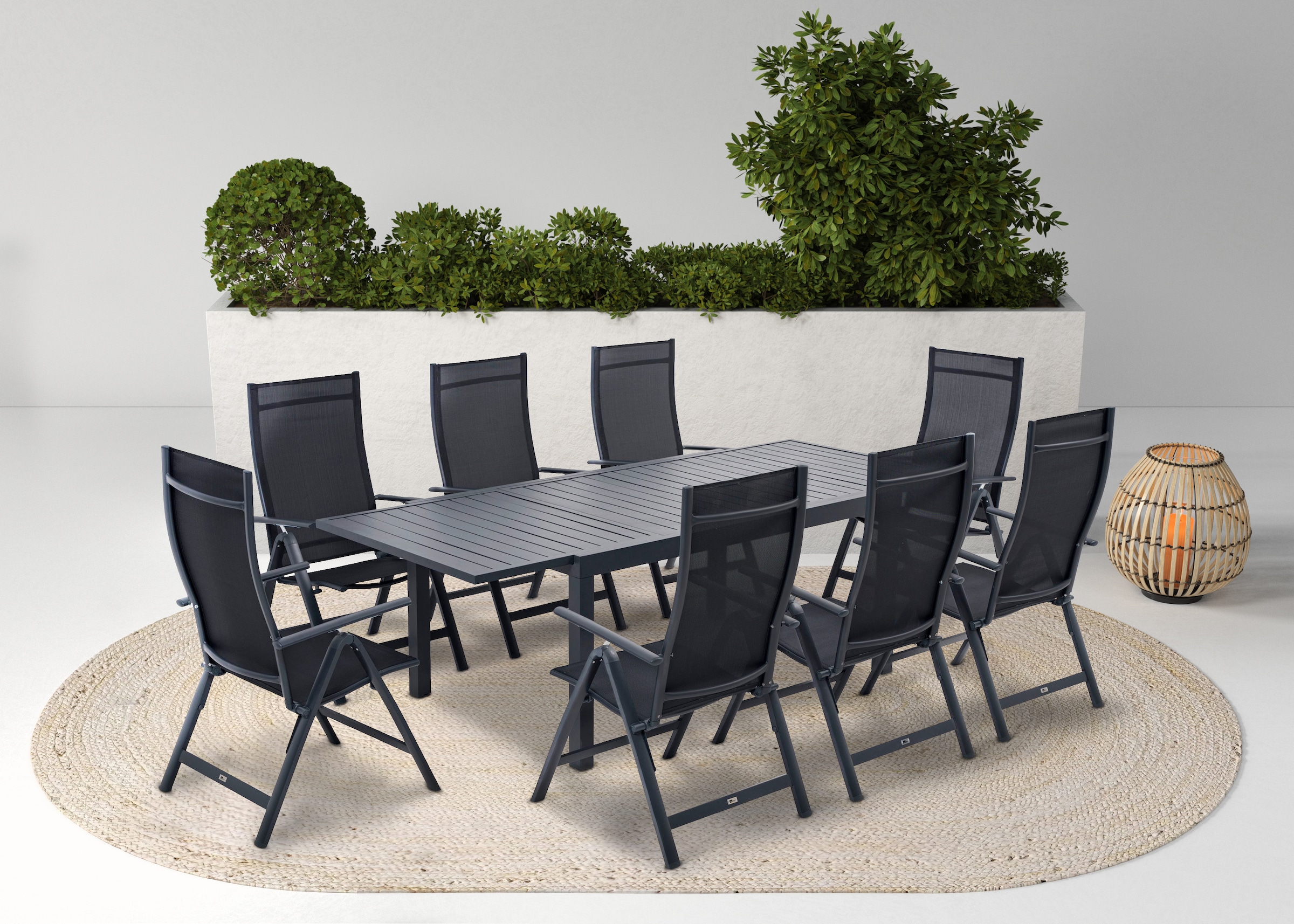 KONIFERA Garten-Essgruppe "Palermo" 8x Sessel, 1x AZ-Tisch 160-240x100 cm, günstig online kaufen