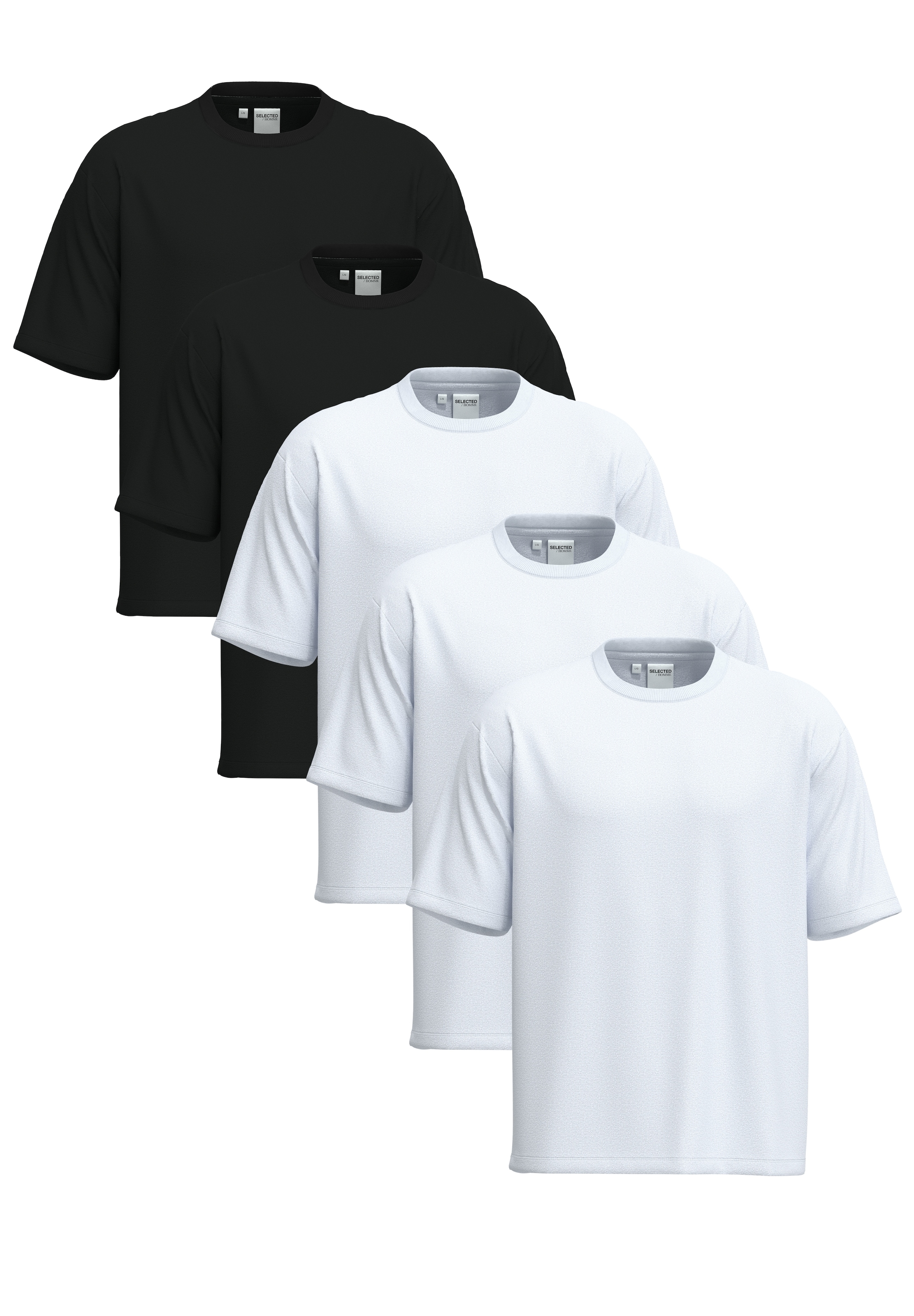 SELECTED HOMME Rundhalsshirt "SLHCORMAC SS O-NECK TEE 5 PACK NOOS", (Packun günstig online kaufen