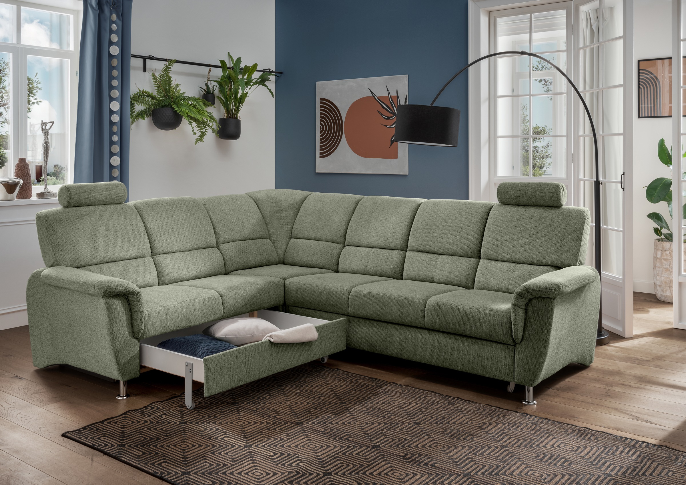 Home affaire Ecksofa "Pisa L-Form, mit Schlaffunktion, Stauraum, 2x höhenve günstig online kaufen