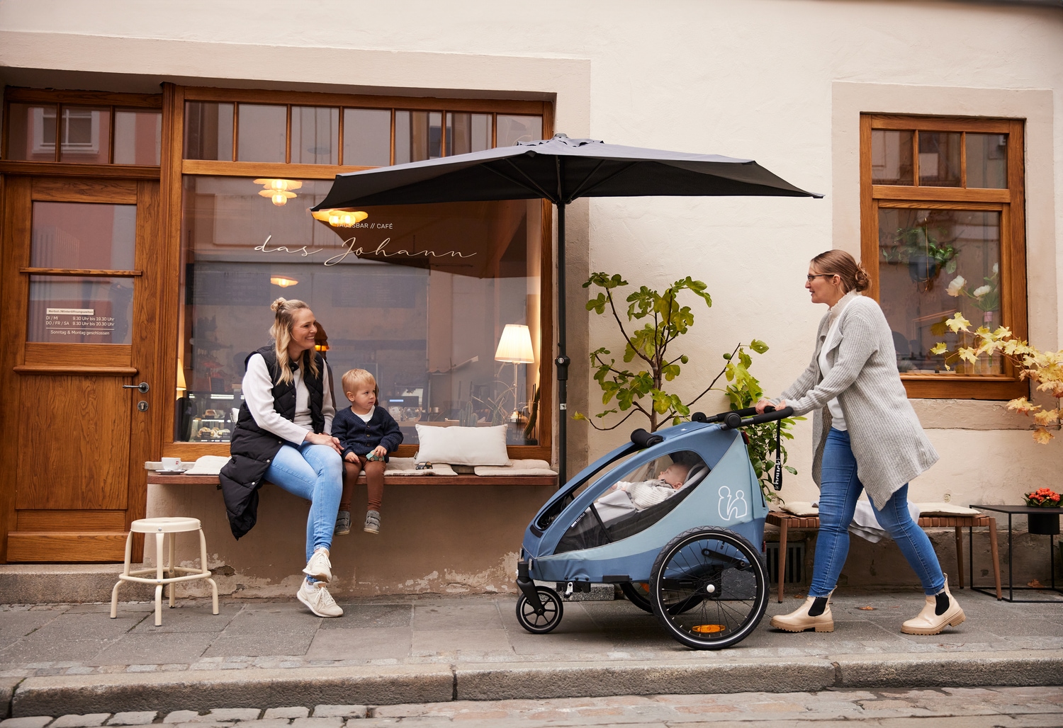 Hauck Fahrradkinderanhänger »2in1 Bike Trailer und Buggy Dryk Duo Plus, dark green«, für 2 Kinder; inklusive Deichsel