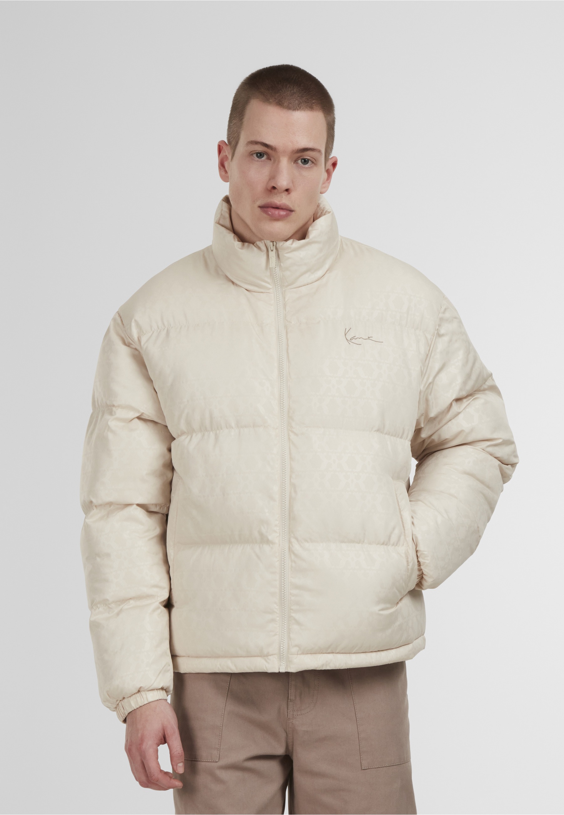 Karl Kani Aop Signature Puffer Jacket Mens Light Sand Size L 2