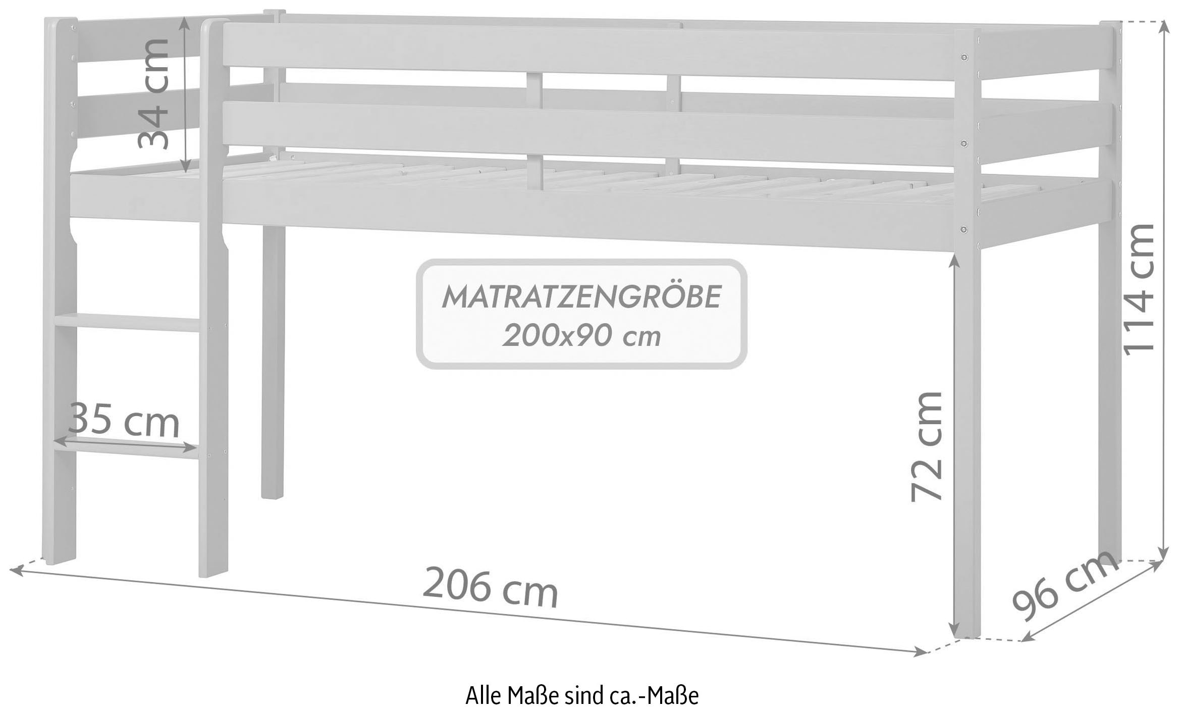 Hoppekids Spielbett »ECO COMFORT, Hochbett, in 2 Einzelbetten teilbar«, Höhe 72cm, Farbe & Größe & Matratze