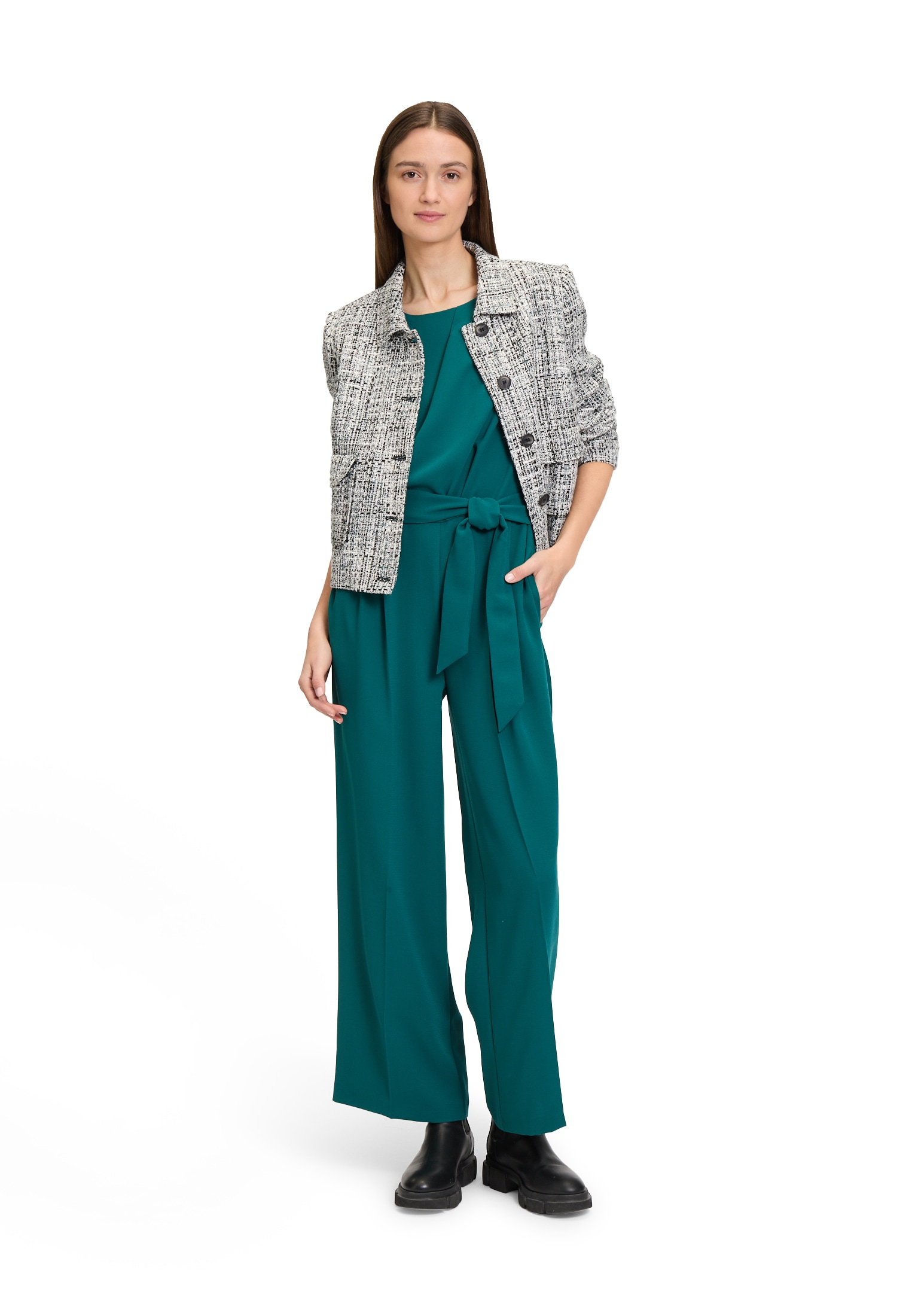 Betty&Co Overall »Betty & Co Jumpsuit mit Bindegürtel«, (1 tlg.)