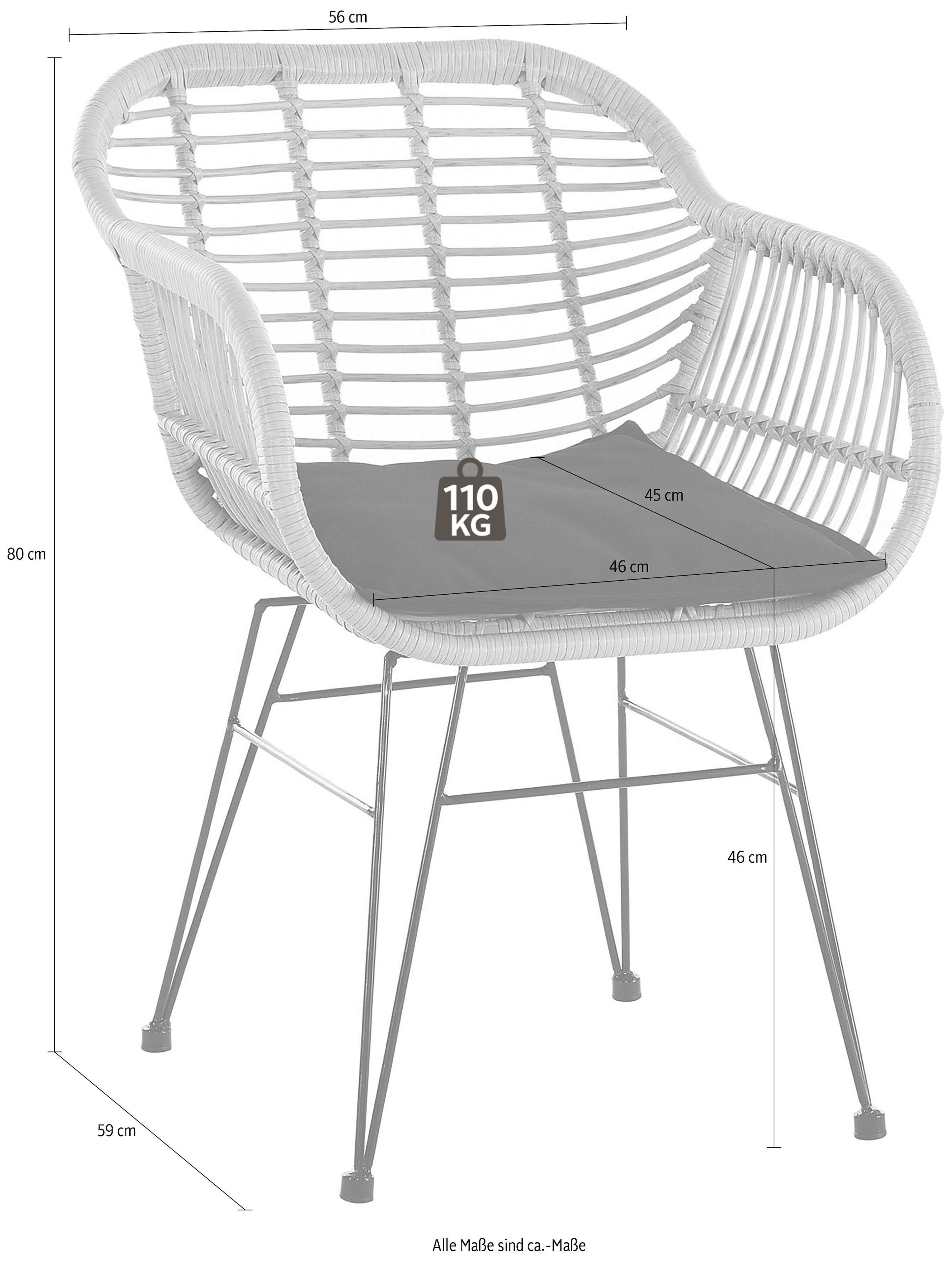 SalesFever Stuhl, (Set), 2 St., aus wetterfestem Kunststoffgeflecht in Rattanoptik