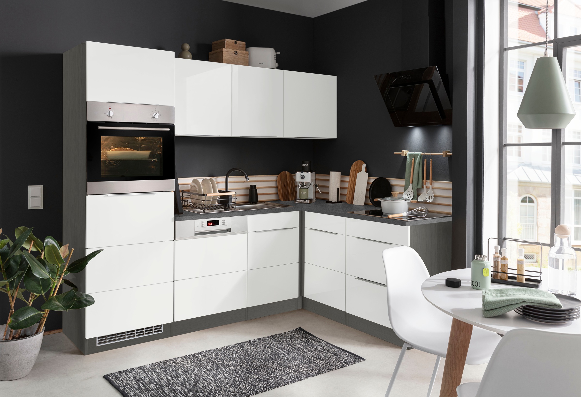 KOCHSTATION Winkelküche »KS-Brindisi Stellbreite 230/170 cm«, wahlweise mit E-Geräten und Induktion, mit MDF-Fronten