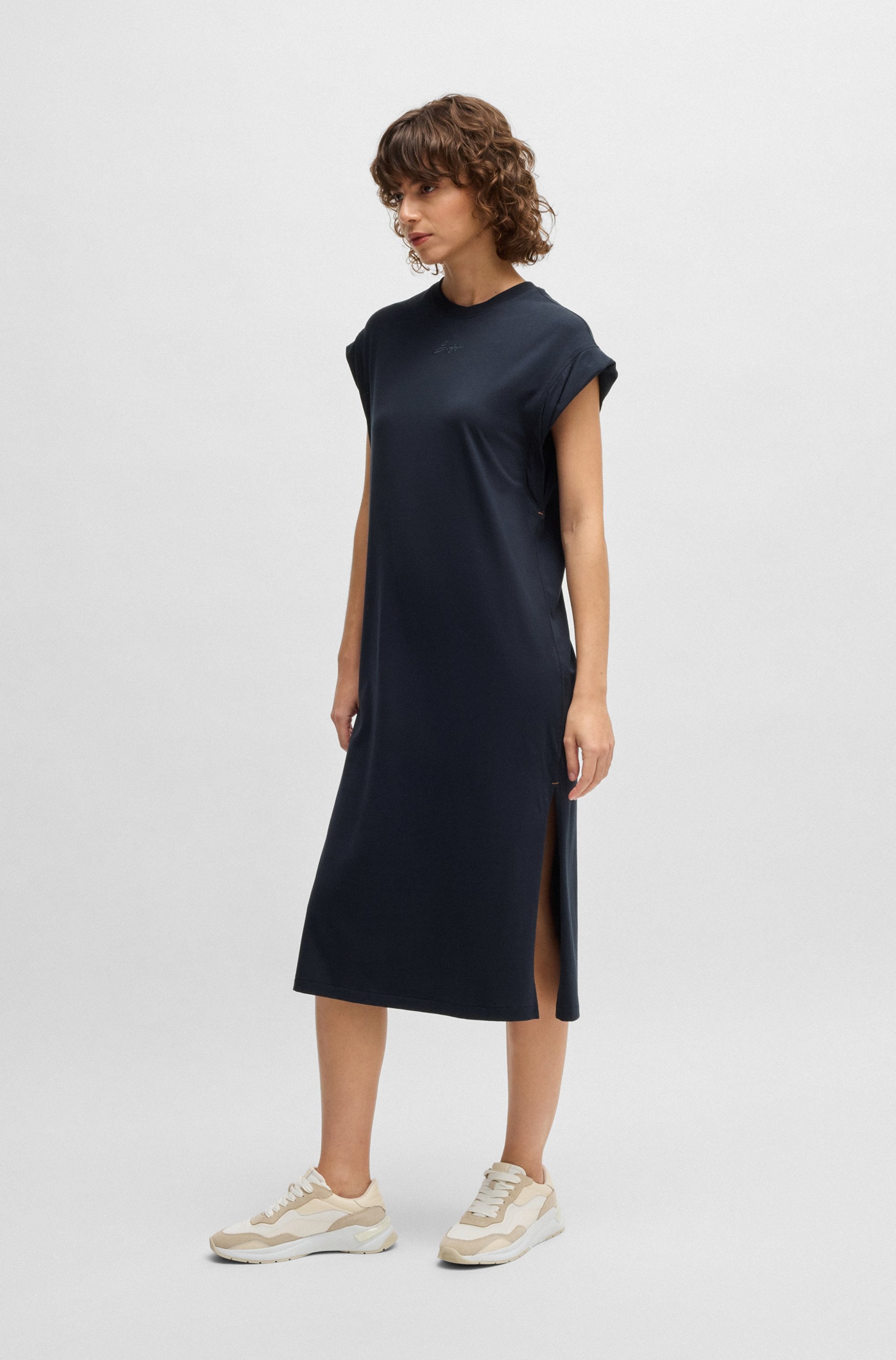 BOSS ORANGE Jerseykleid »C_Edress_5«, mit Schlitzen, Logoschriftzug