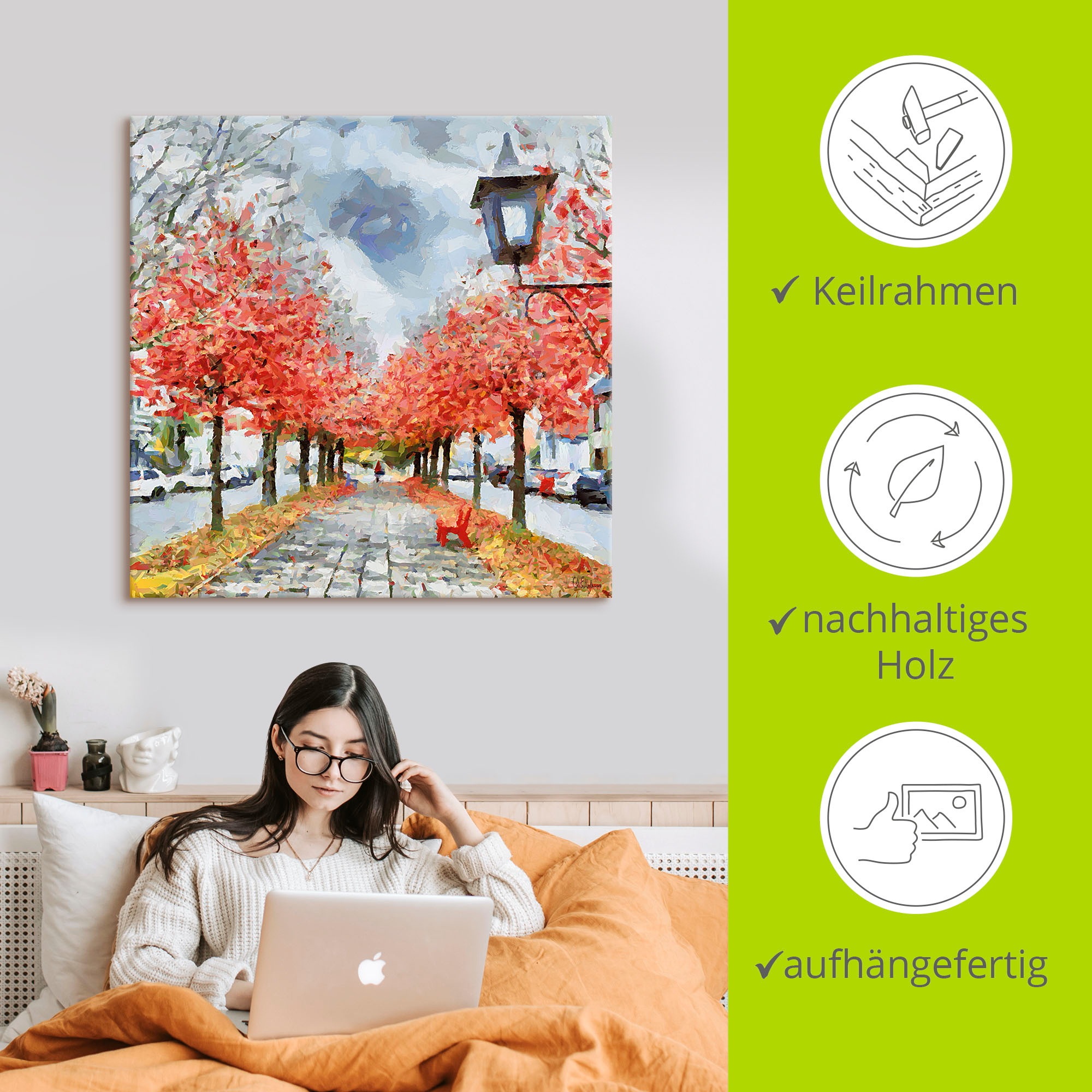 Artland Wandbild »Rote Bank«, Wiesen & Baumbilder, (1 St.), als Leinwandbild, Poster in verschied. Größen