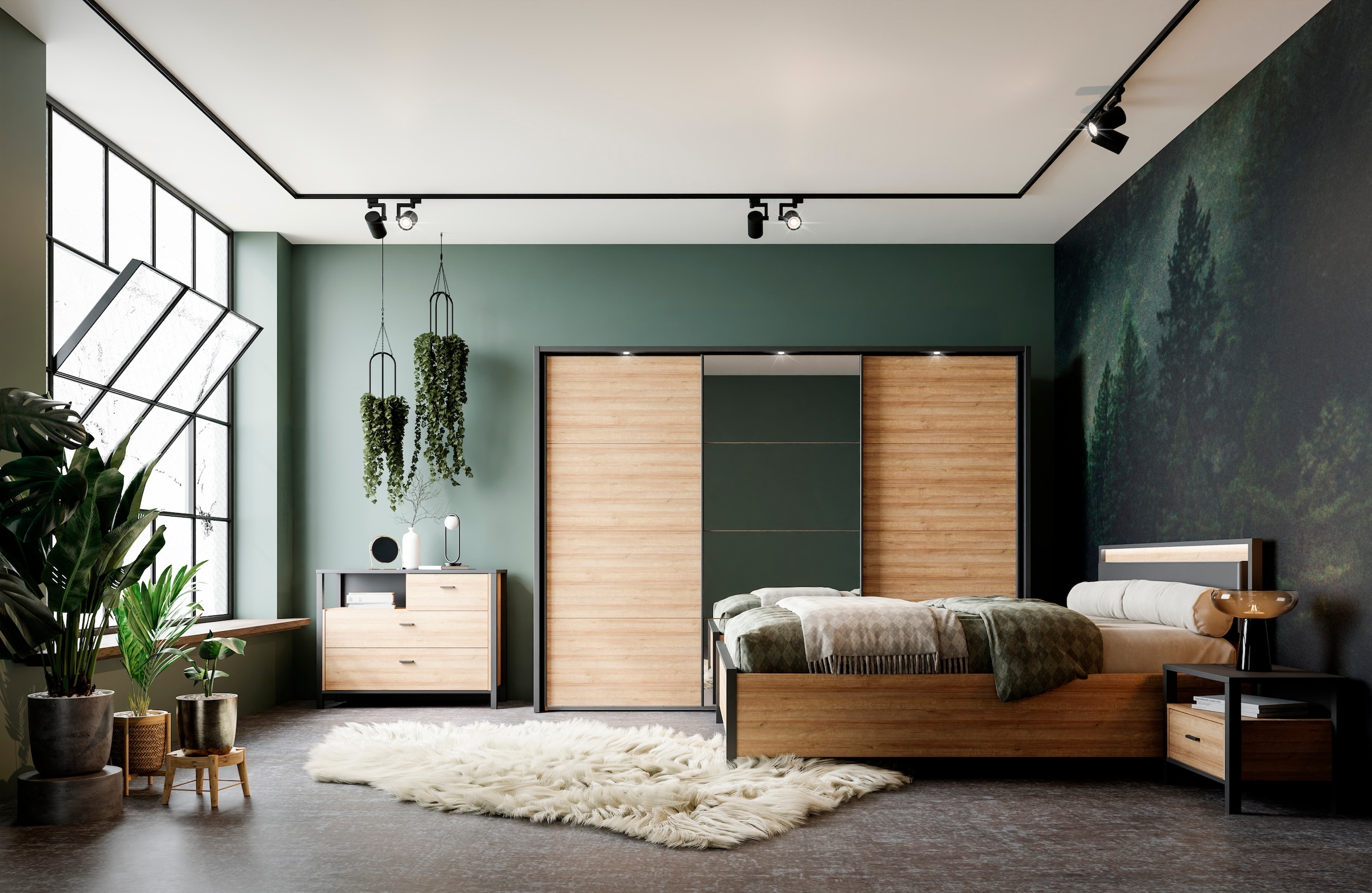 FORTE Nachtkommode »High Rock«, mit schwarzem Metallgriff