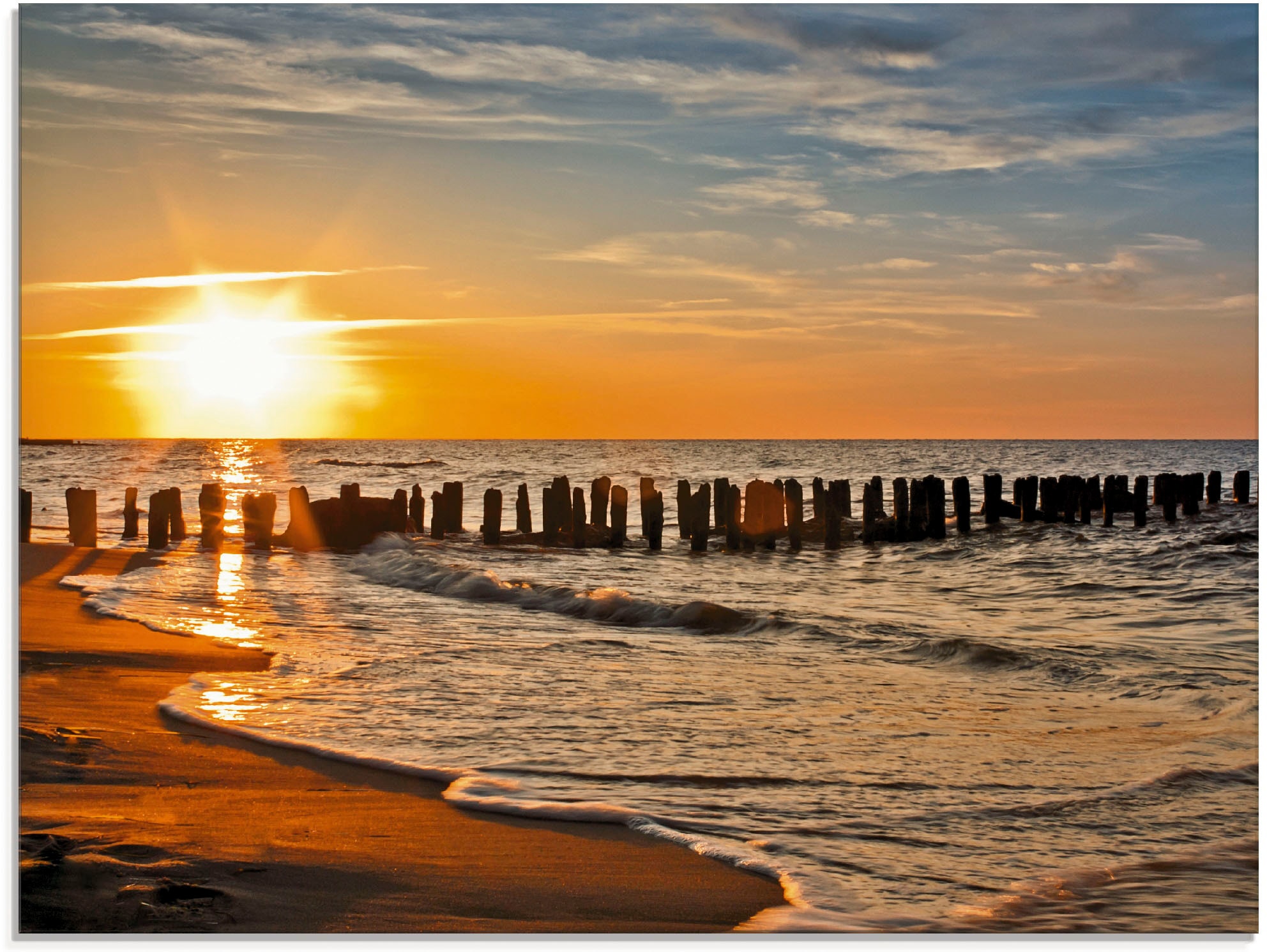 Artland Glasbild "Schöner Sonnenuntergang am Strand" Strand 1 Stk. tlg. in verschiedenen Größen