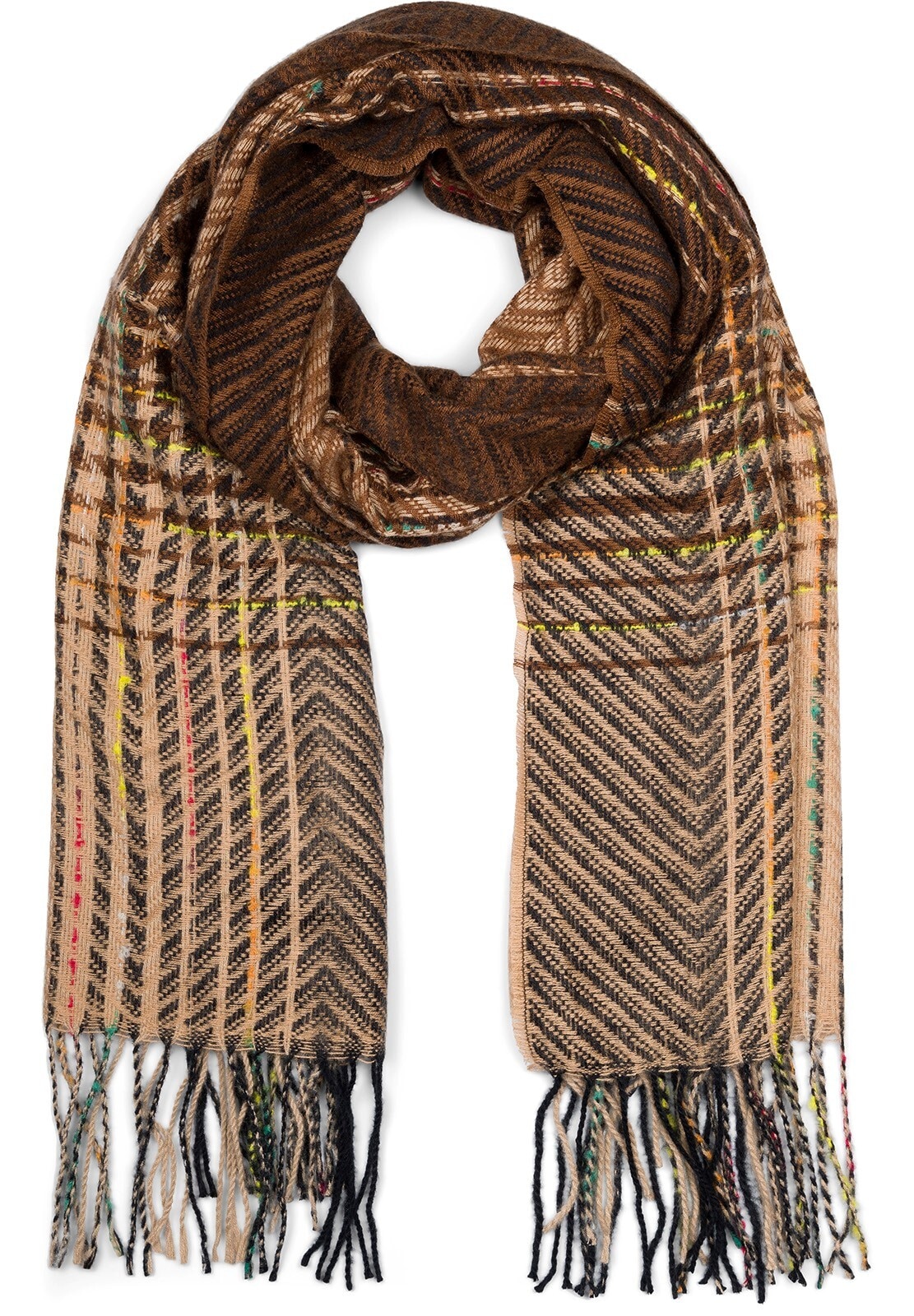 styleBREAKER Strickschal "Feinstrick Schal Zick-Zack gestreift" 1 Stk.