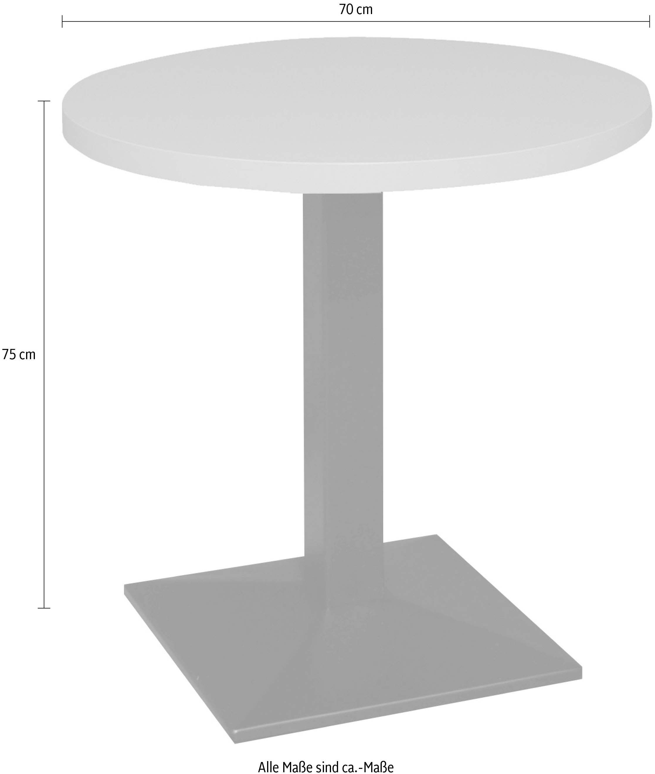 Mäusbacher Bistrotisch »Big Bistro Metall« Quadrat-Säulengestell, eckige Platte Ø 70 cm H 75 cm