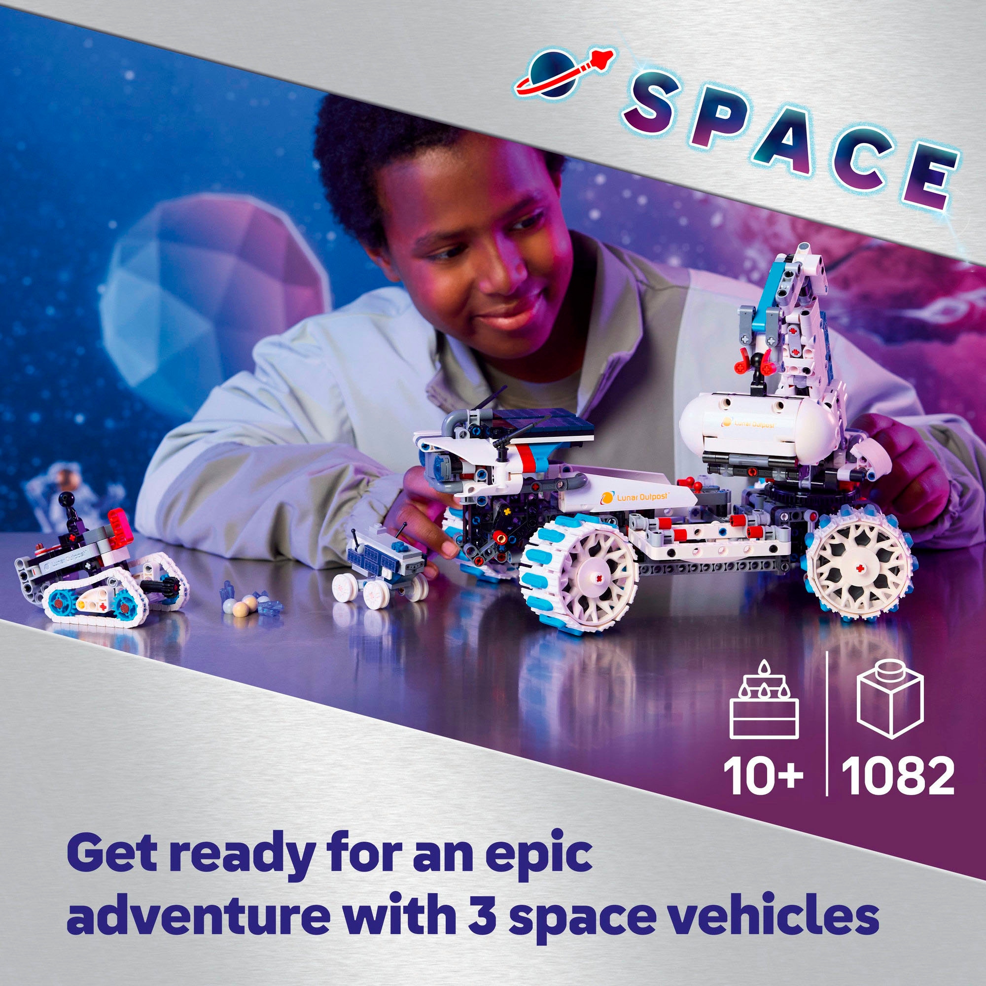 LEGO® Konstruktionsspielsteine »Lunar Outpost Mondrover-Raumfahrzeug (42211), LEGO Technic«, (1082 St.), Made in Europe