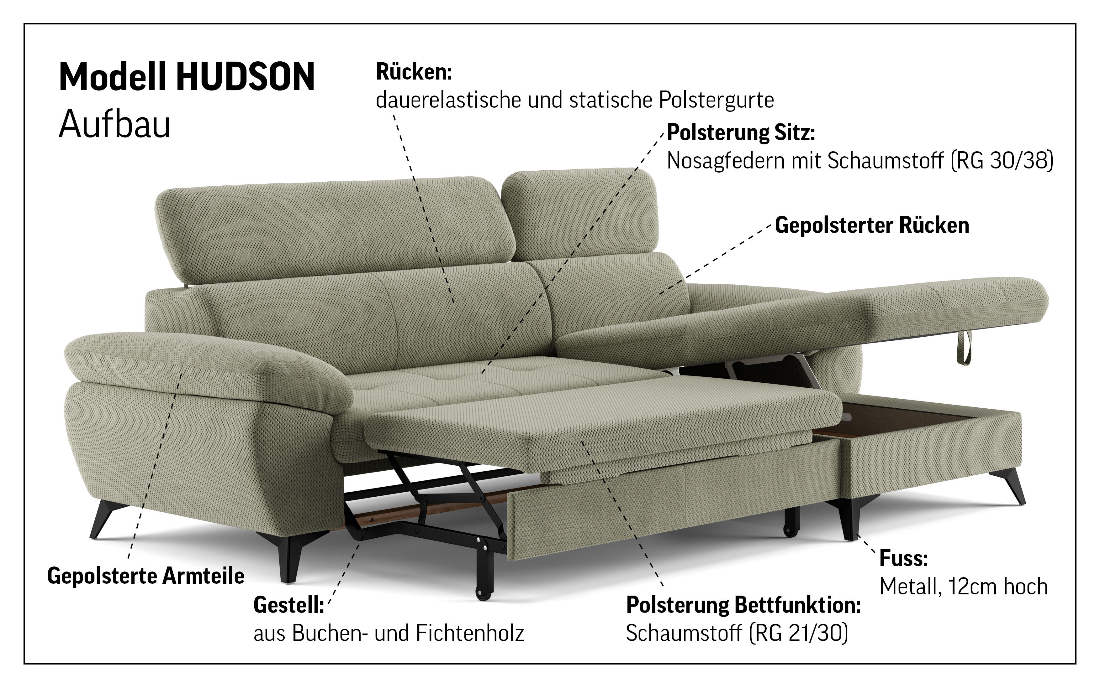Thumbnail - COTTA Ecksofa "Hudson L-Form", mit Kopfteilverstellung, wahlweise mit Bettfunktion & Bettkasten
