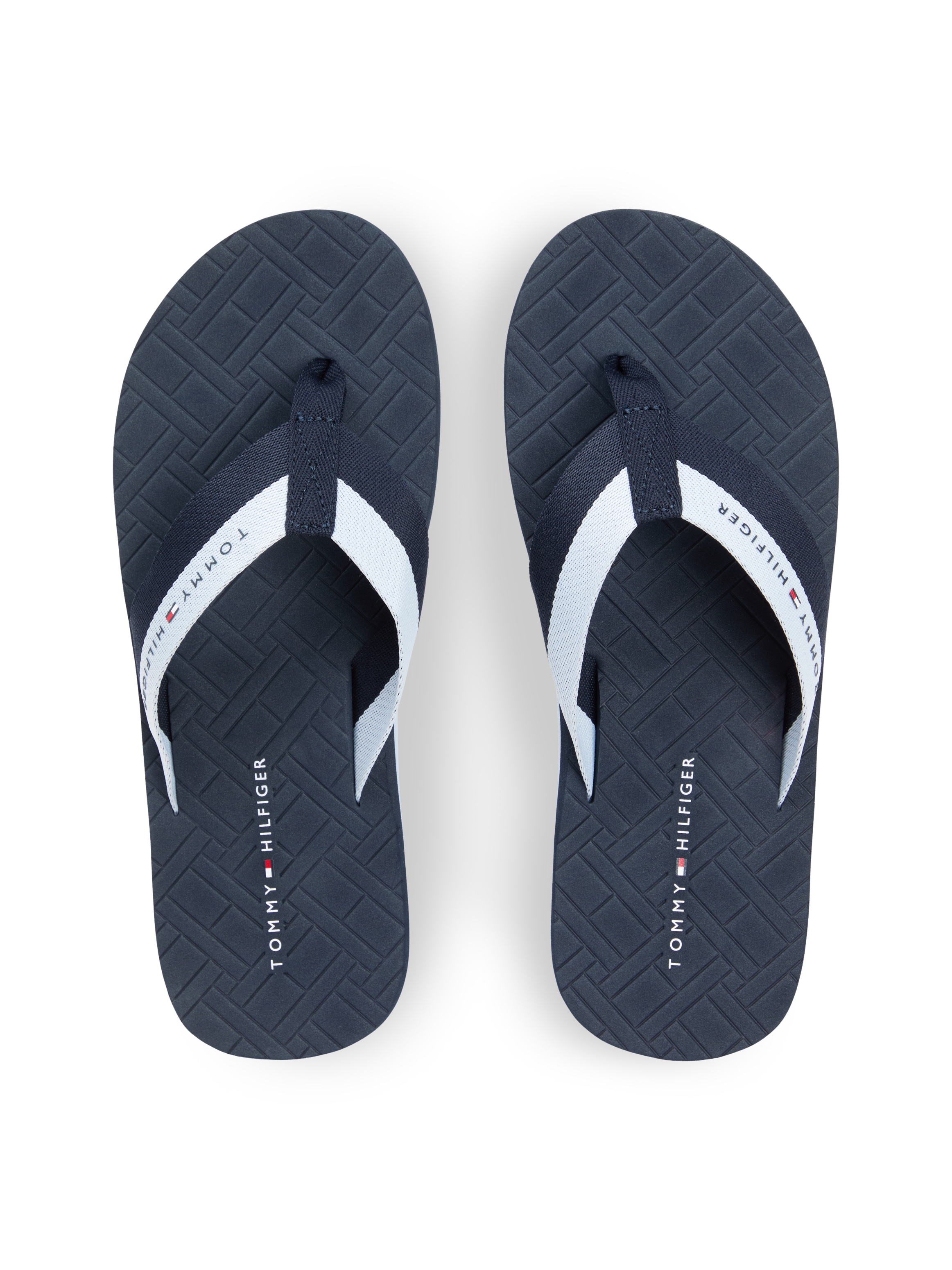 Tommy Hilfiger Zehentrenner »HILFIGER WEBBING BEACH SANDAL«  Sommerschuh, Pool Slides, Flat im Kontrastlook