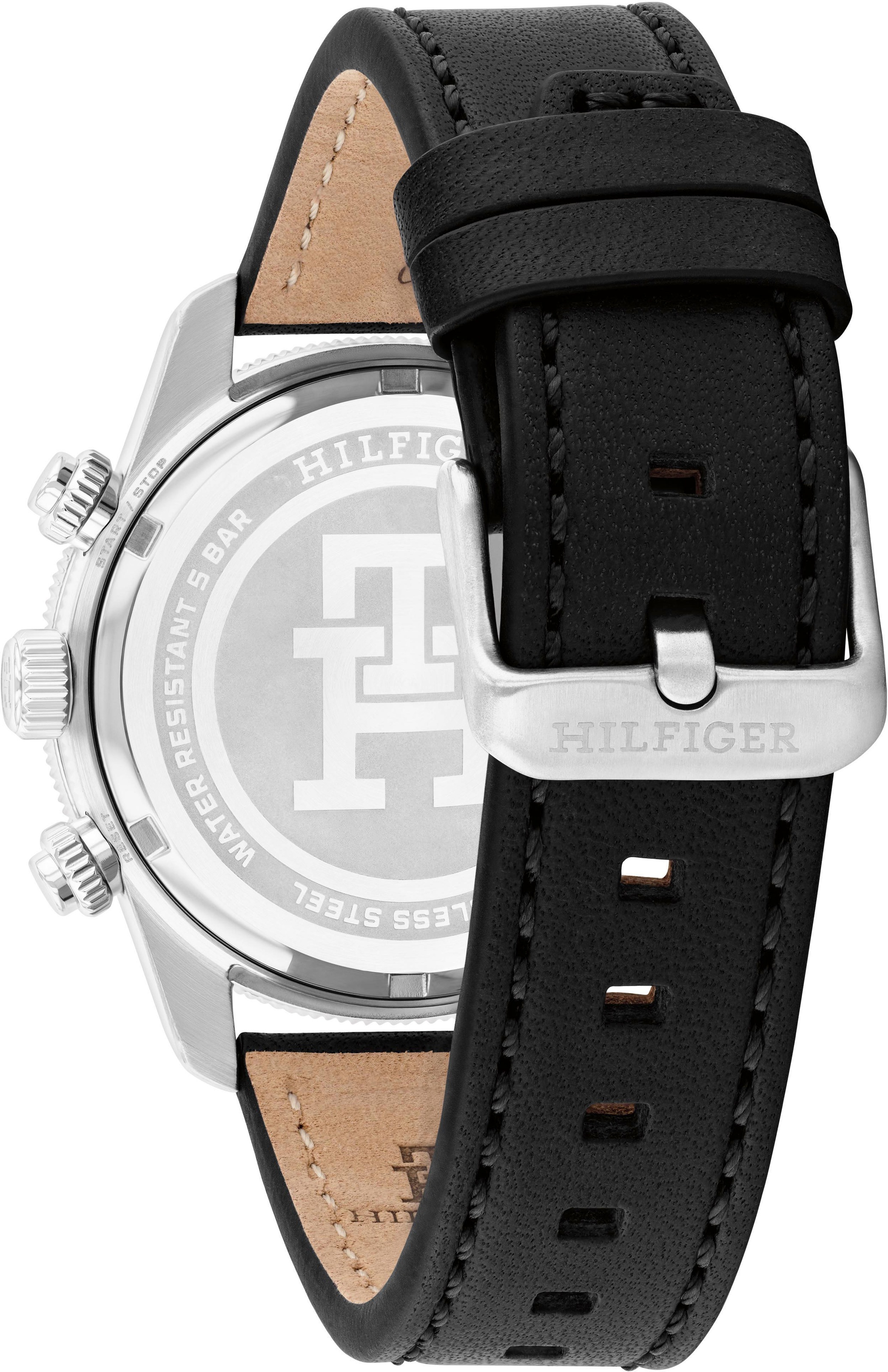 Tommy Hilfiger Chronograph »TH85 CHRONOGRAPH«, Quarzuhr, Armbanduhr, Herrenuhr, Lederarmband, analog, Tag