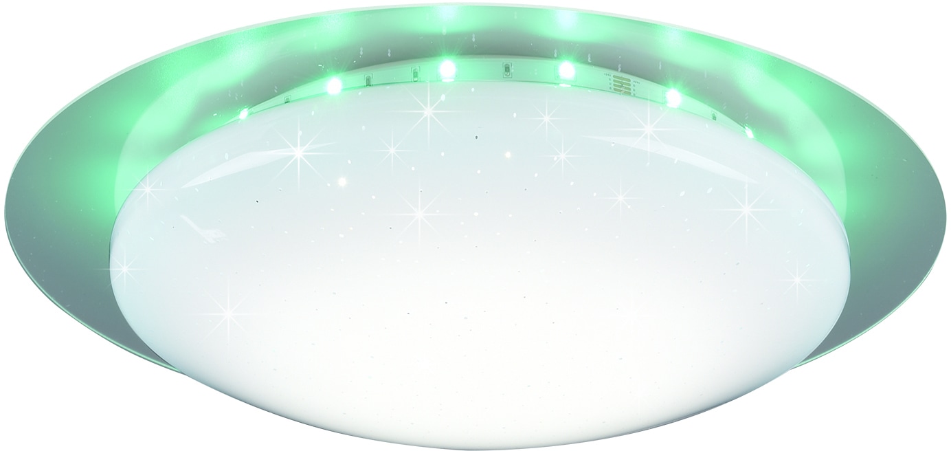 TRIO Leuchten LED Deckenleuchte »Joleen«, 1 flammig-flammig, Ø 35 cm mit RGB Backlight, Starlight-Effekt, inkl. Fernbed., Dimmer