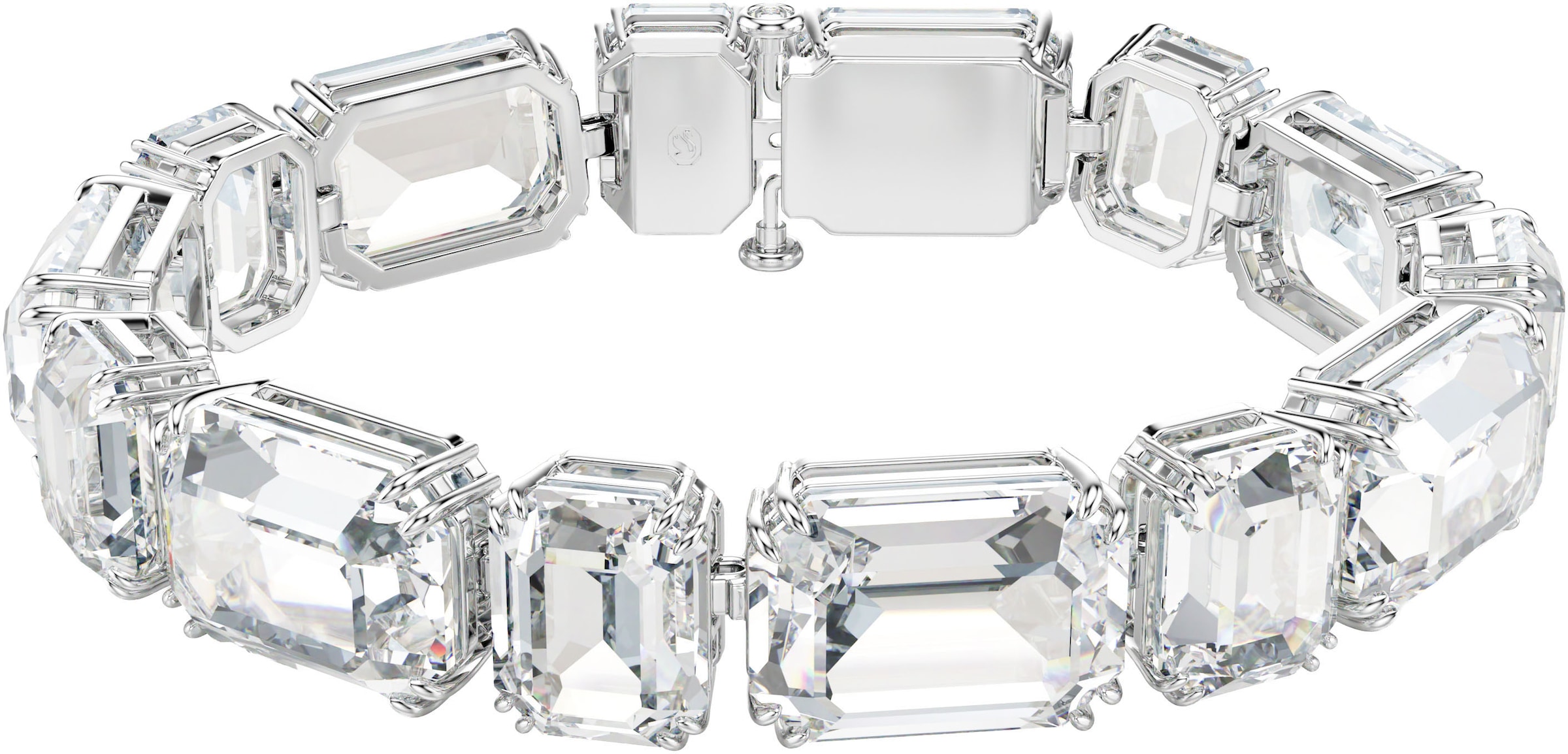 Armband SWAROVSKI "Schmuck Geschenk Millenia Tennis Armkette", silber (metallfarben, kristallweiß, kristallweiß), Armbänder, Damen, Metall, Armband, mit Swarovski Kristall