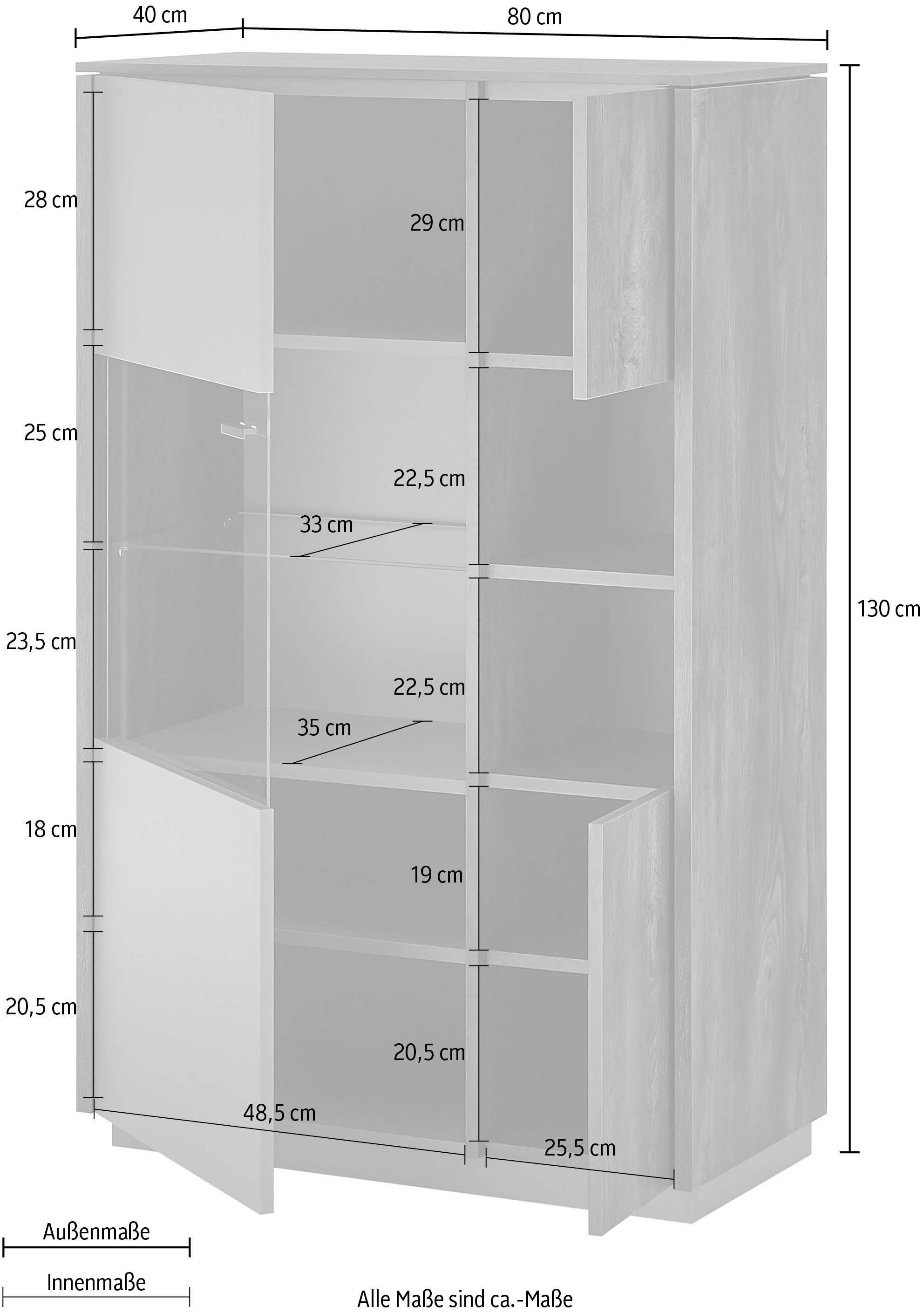 INOSIGN Vitrine »LARGO«, Soft-Close-Funktion, Höhe ca. 130 cm