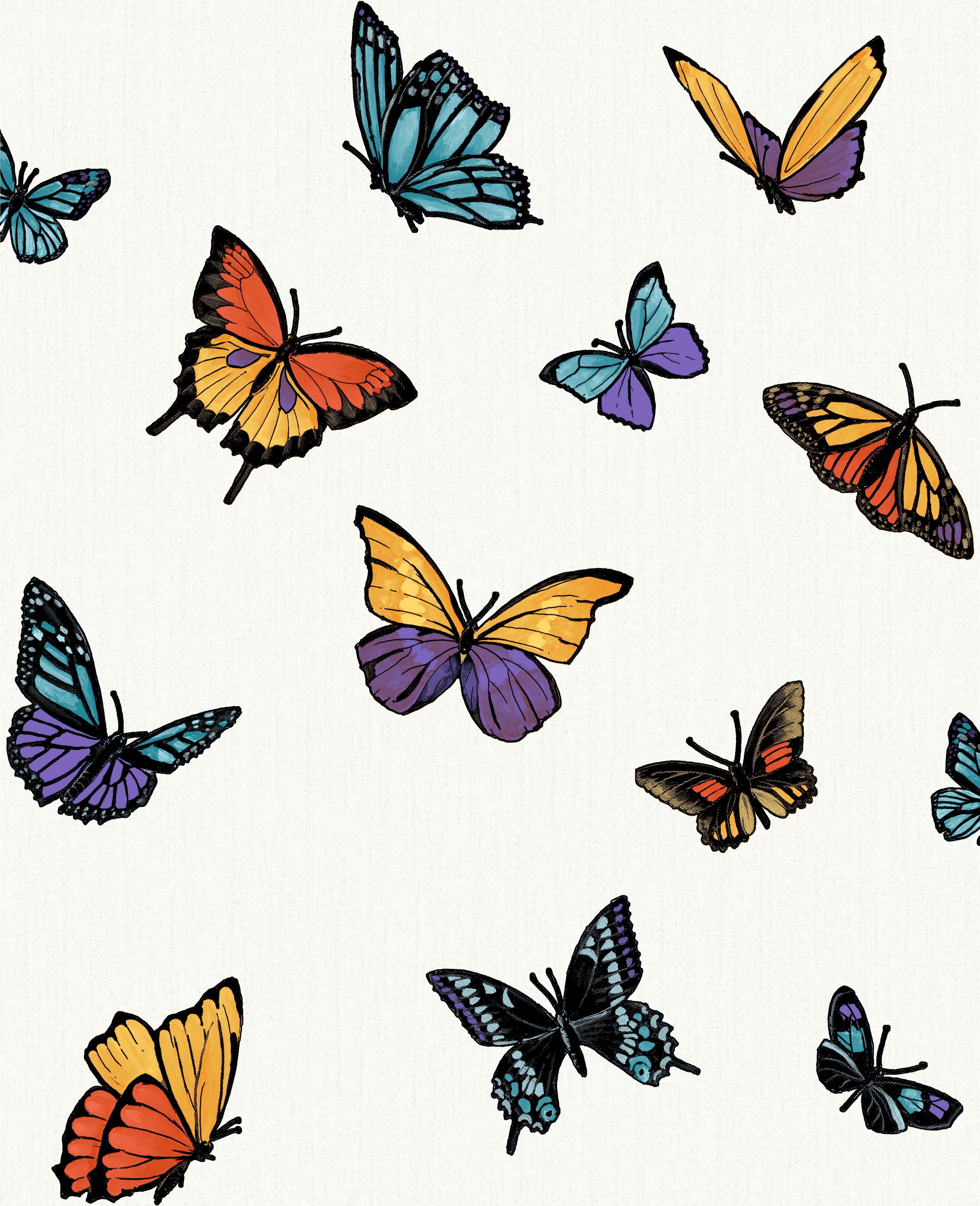 Boutique Vliestapete "Schmetterling Perle" aufgeschäumt Mehrfarbig - 10m x 52cm