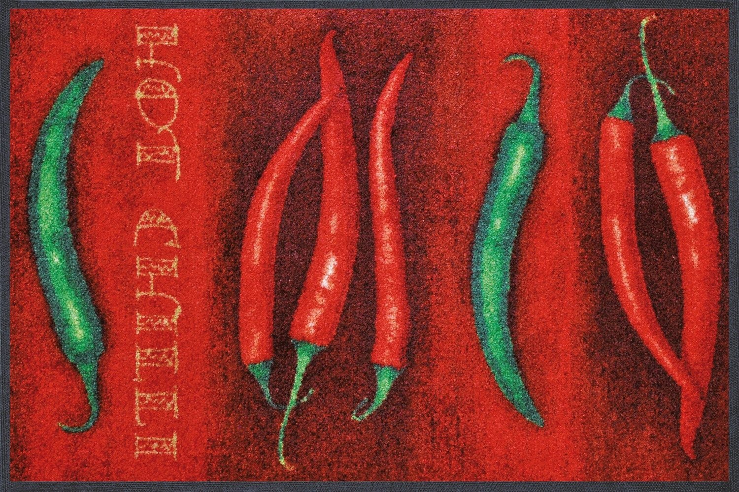 wash+dry by Kleen-Tex Fußmatte »Hot Chili«, rechteckig, Schmutzfangmatte, Motiv Chilli, rutschhemmend, waschbar