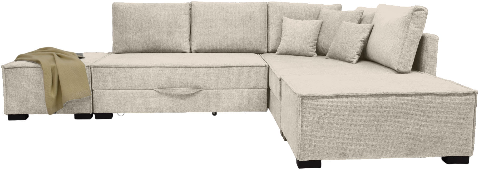 INOSIGN Ecksofa inkl. Bettfunktion, Bettkasten, 3 Zierkissen, Boxspringbett günstig online kaufen