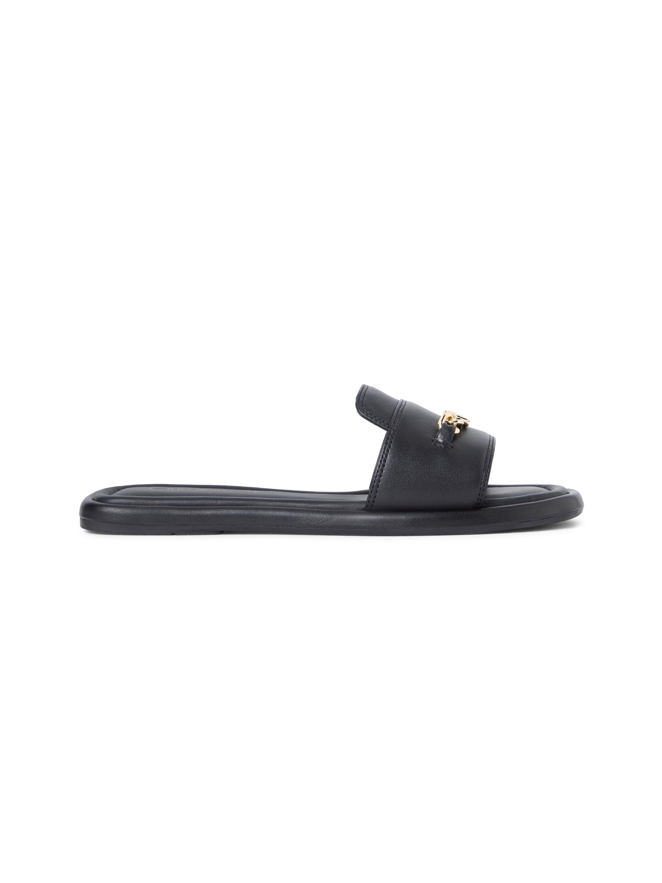 Pantolette TOMMY HILFIGER "LEATHER HORSEBIT MULE", Damen, Gr. 39, schwarz, Leder, Schuhe Pantolette, Sommerschuh, Schlupfschuh mit goldfarbener Zierkette 3