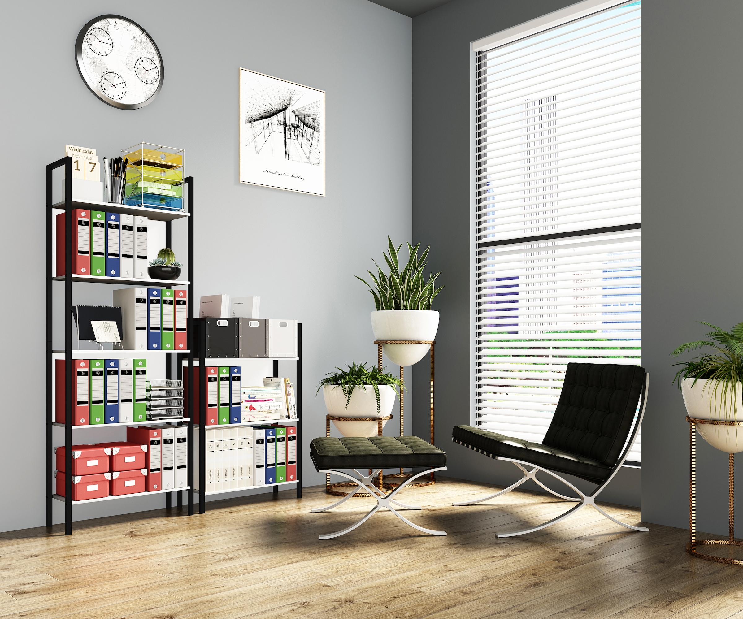 VCM Standregal »Holz Metall Stand Regal Büro Bücher Flakos 3fach«