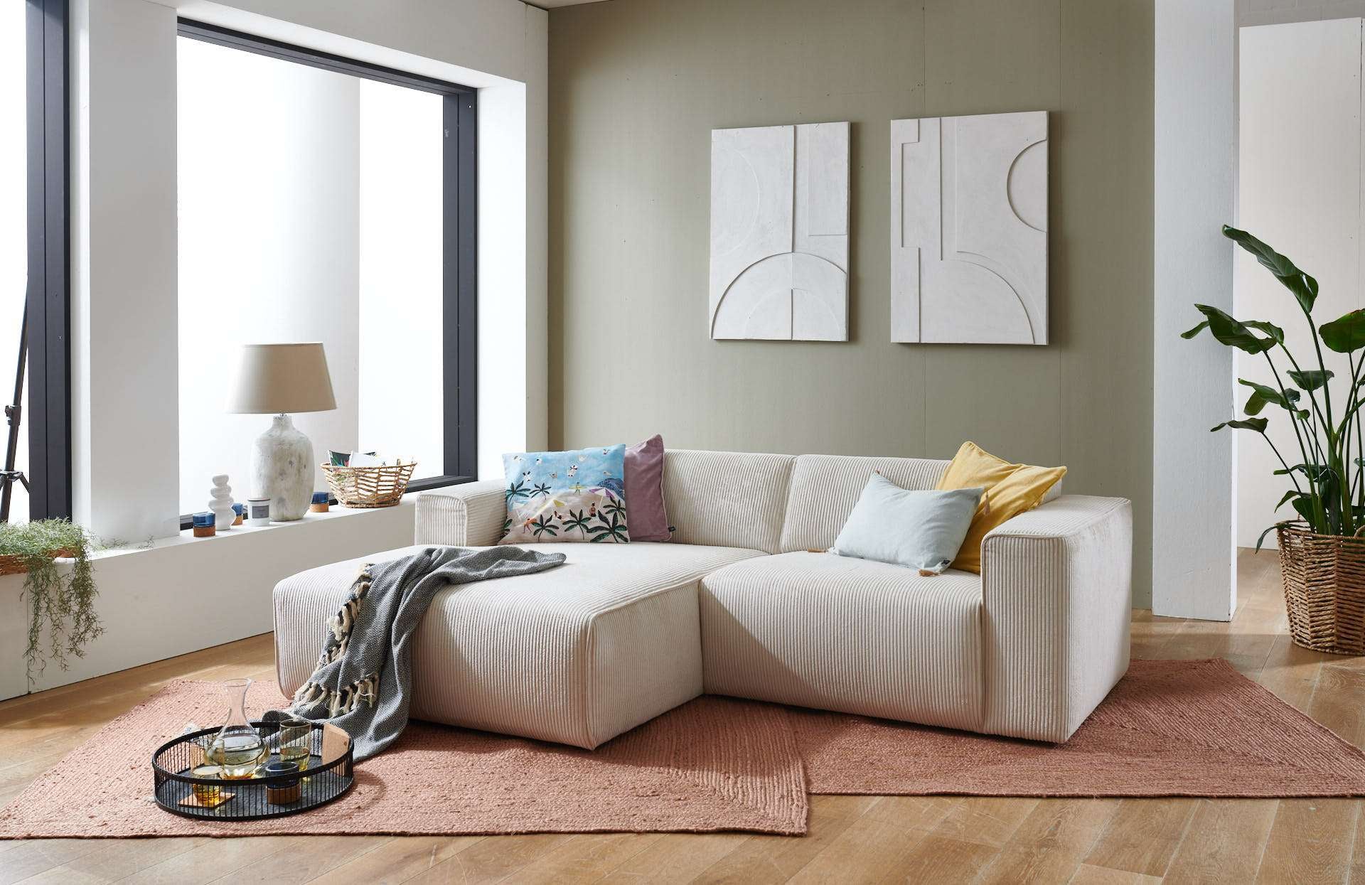 andas Ecksofa "Noord mit Kedernaht, Breite 234 cm, L-Form" Cord, Struktur, günstig online kaufen