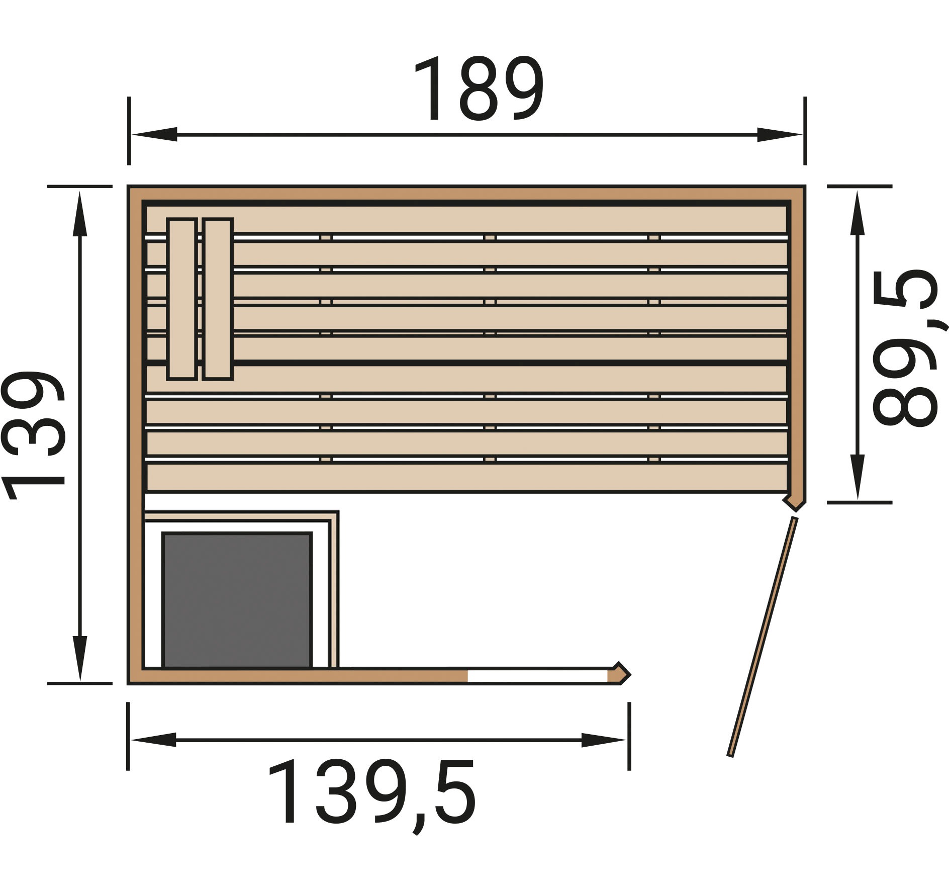 weka Sauna »Massivholzsauna VALIDA Eck 1«, Blockbohlen, Fensterelement, moderne Glastür