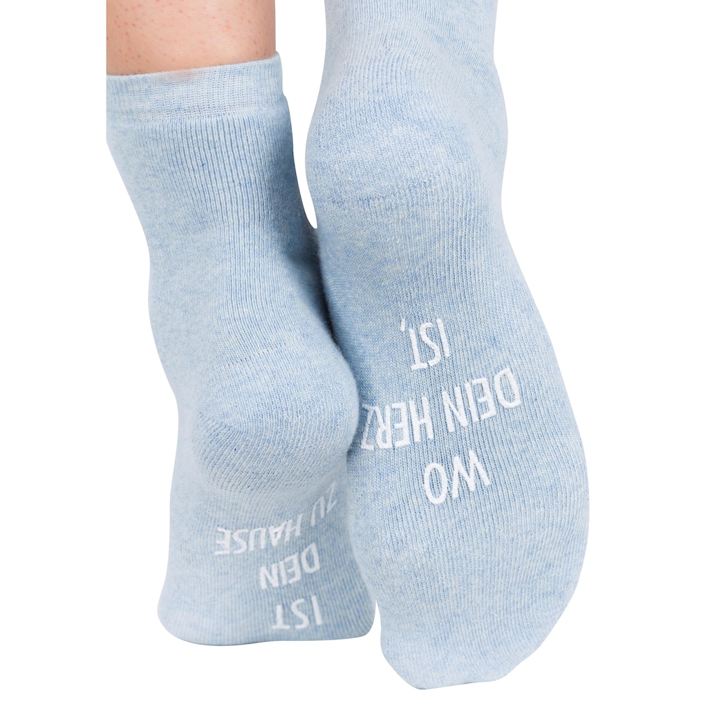 Arizona Kuschelsocken, (Set, 3 Paar), mit Antirutsch in Form eines Spruches