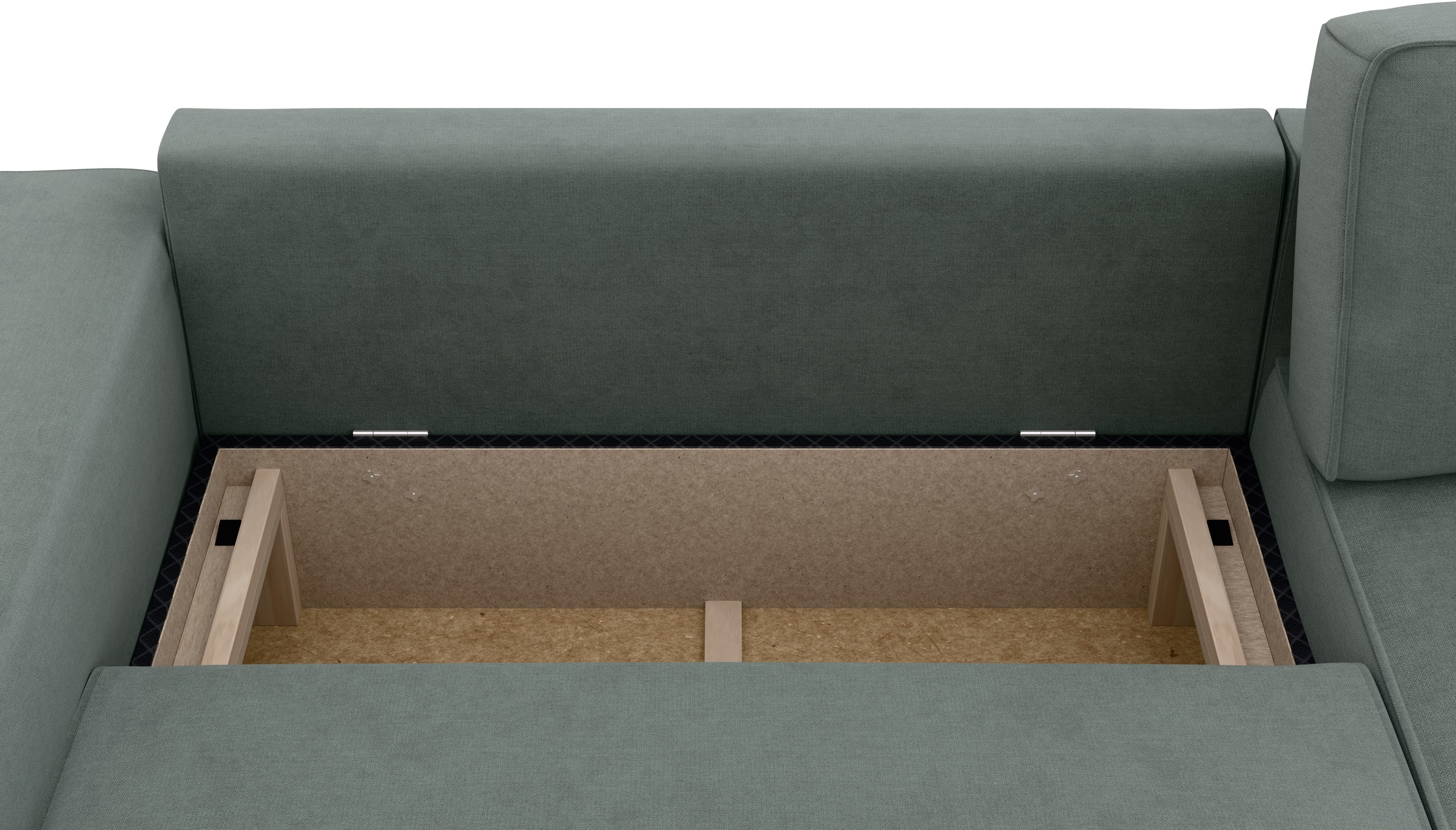 INOSIGN Ecksofa »Chance, Recamiere beidseitig montierbar, Schlaffunktion, Breite 265 cm«, in Struktur fein LINO, mit Schlaffunktion und Bettkasten