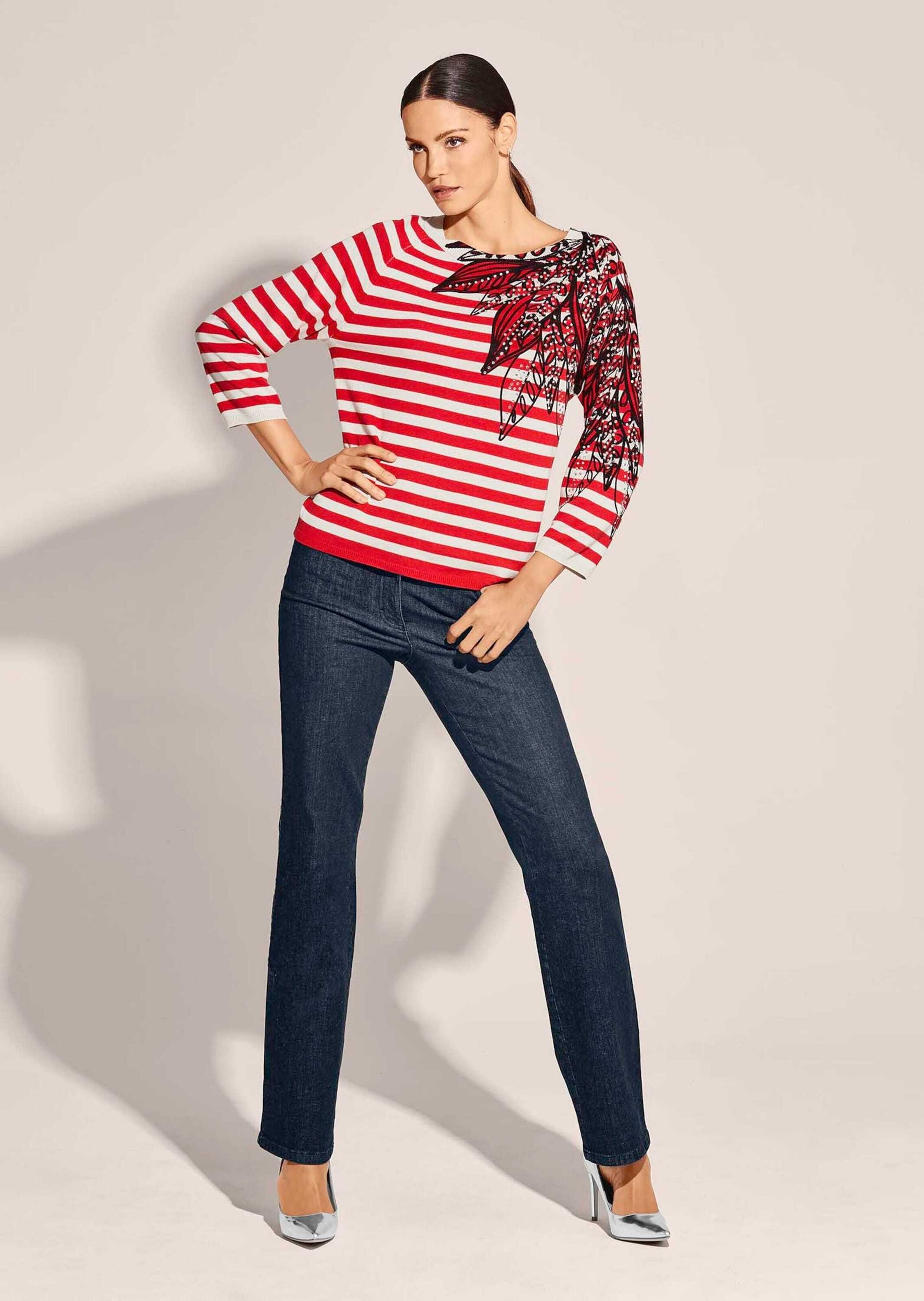 MADELEINE Longpullover "Pullover Gestreifter Pullover mit Strasssteinchen" günstig online kaufen