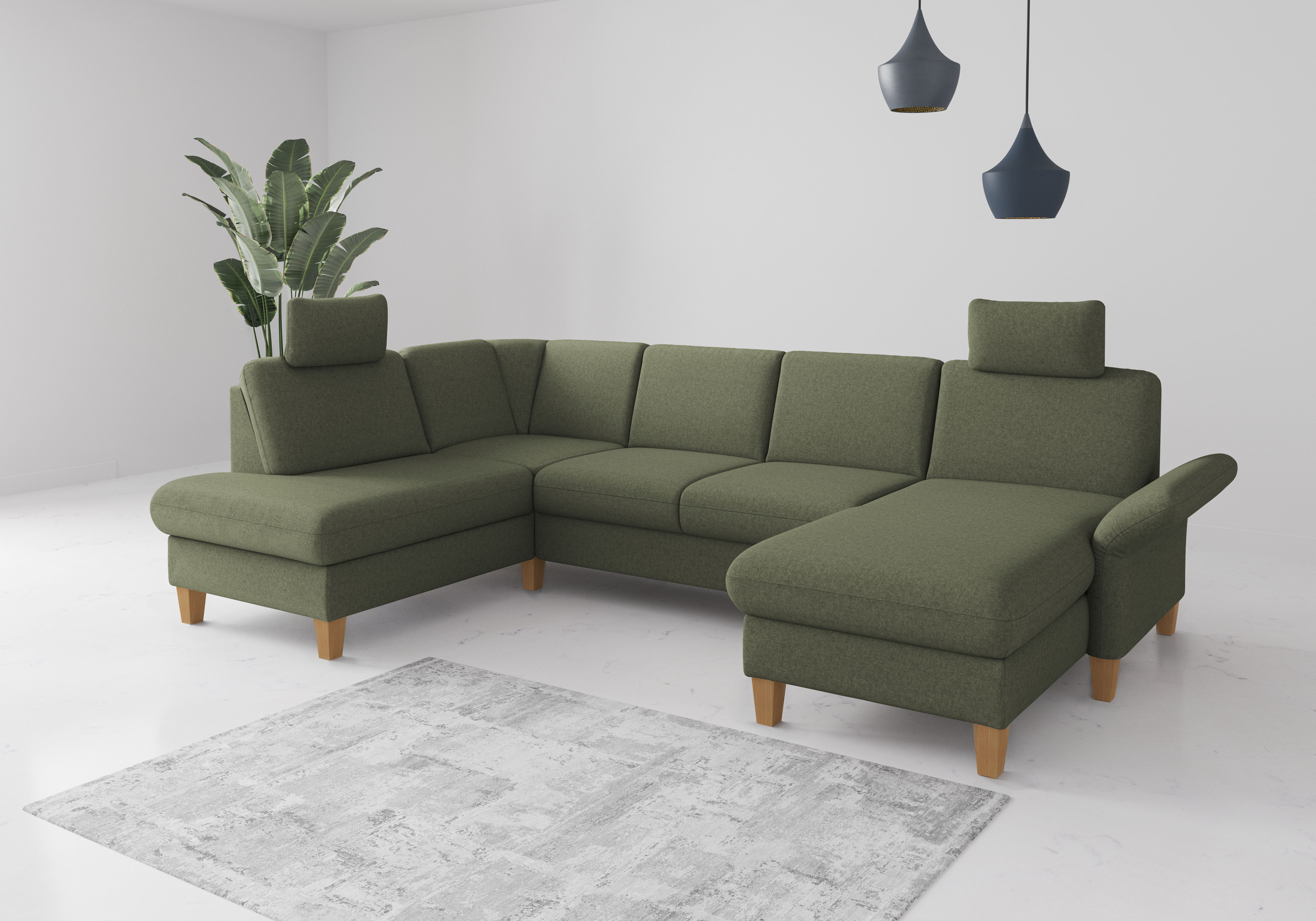 OTTO home Wohnlandschaft "Rochelle, U-Form" optional mit Armteilverstellung, mit Schlaffunktion & Bettkasten