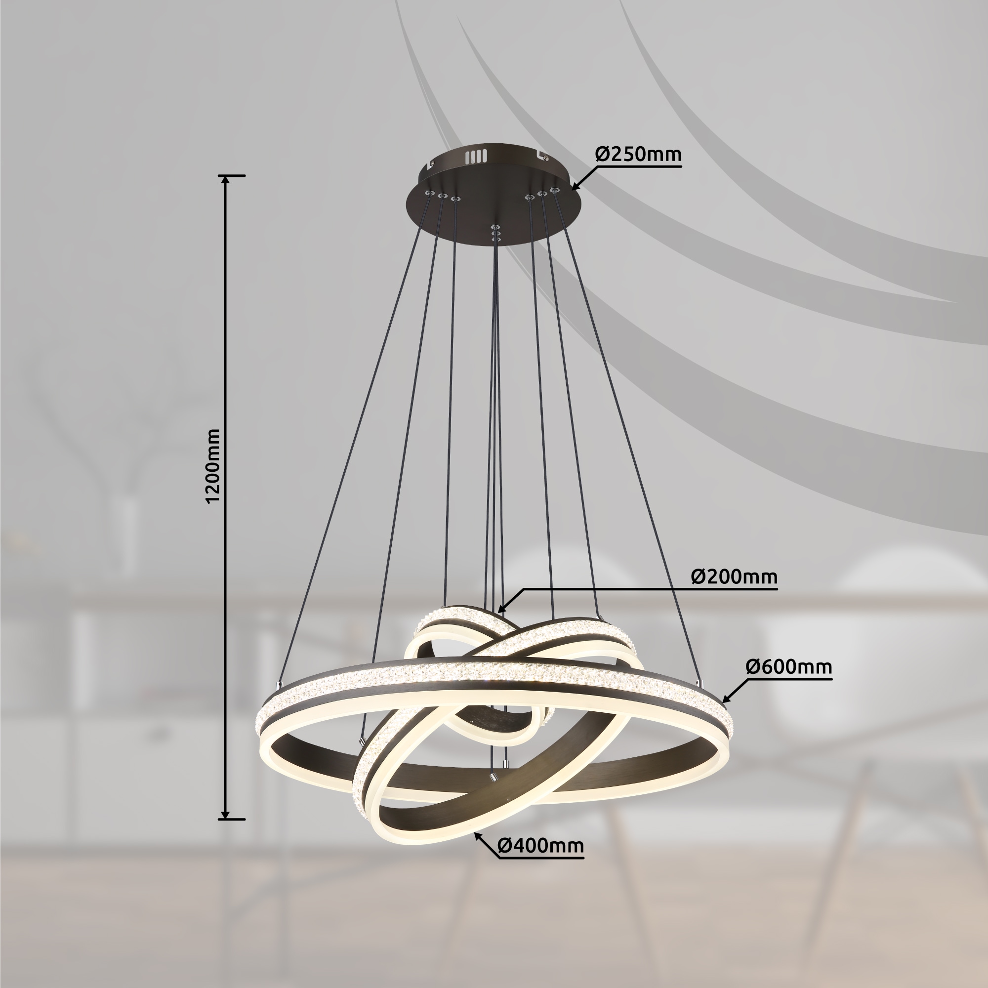 GLOBO LIGHTING LED Pendelleuchte »GROUNI«, Leuchtmittel LED-Modul | LED fest integriert, Hängelampe/Hängeleuchte/Wohnzimmer/Esstisch/elegant