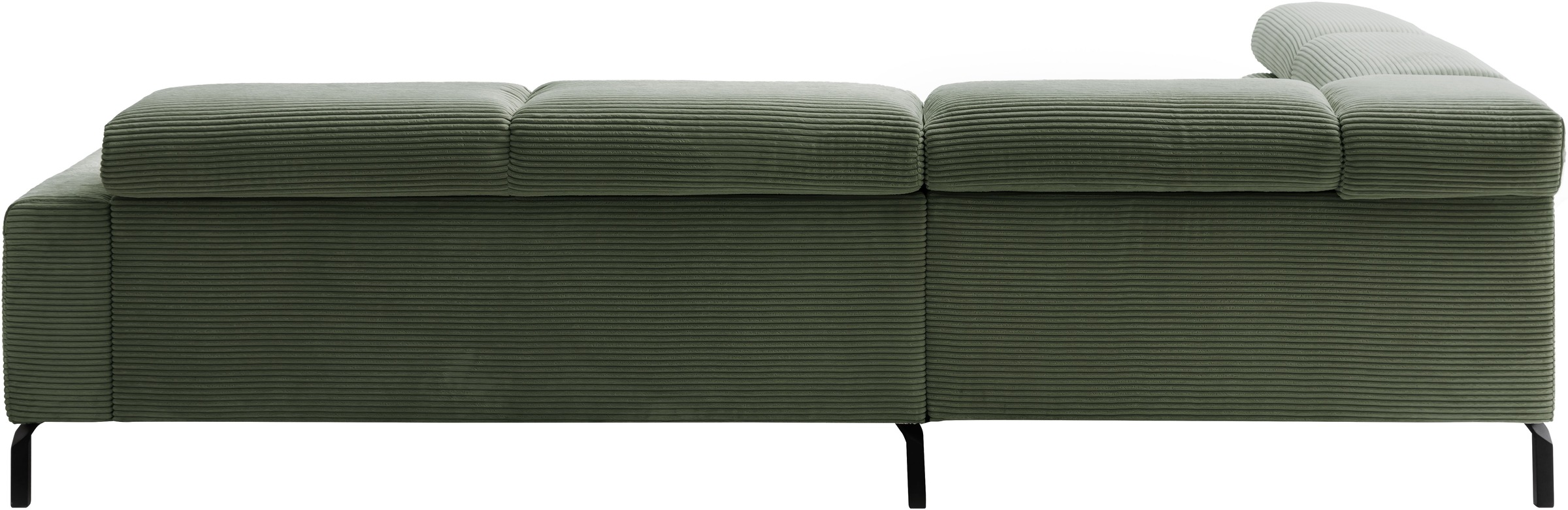Places of Style Ecksofa »Antonelli, L-Form, inkl. Kopfteilverstellung, Breite 276 cm«, mit elektrischer Sitztiefenverstellung, in Cord, oliv