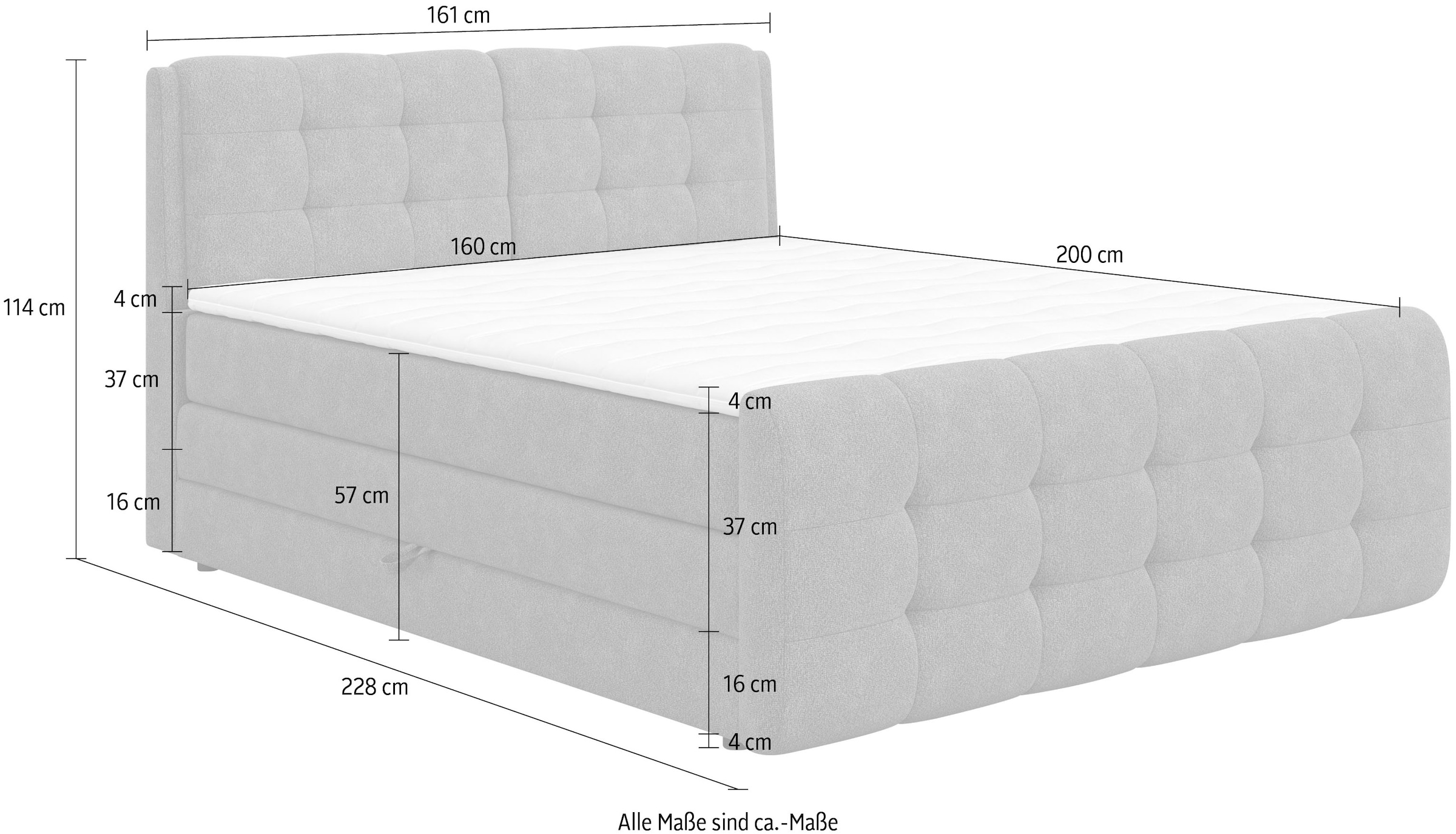 COTTA Boxspringbett »Fort mit Bettkasten, inkl. Topper«, erhältlich in verschiedenen Breiten (160cm, 180cm & 200cm)