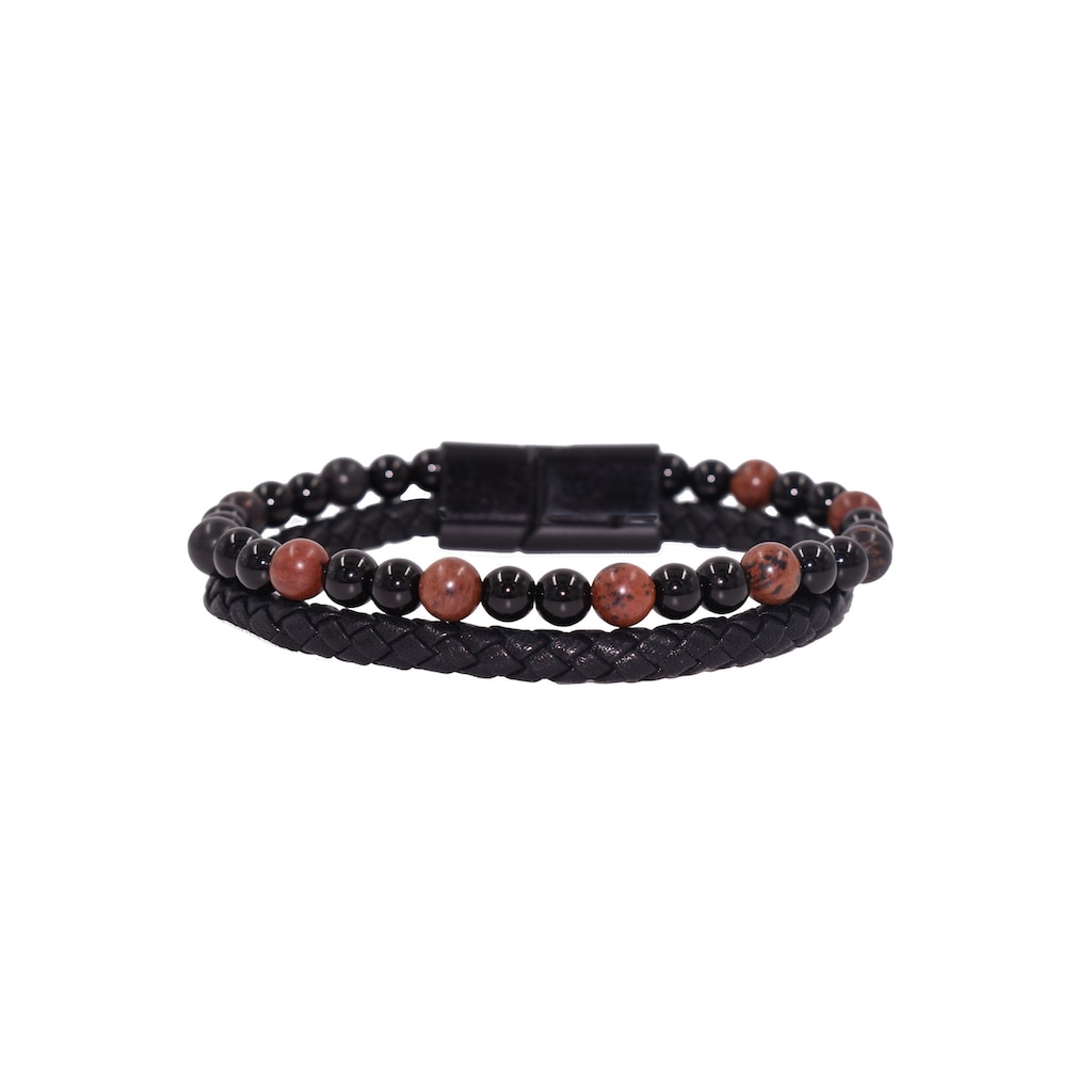 Firetti Lederarmband »Schmuck Geschenk Armschmuck Edelsteinarmband Onyx«, Made in Germany - mit Onyx, Jaspis