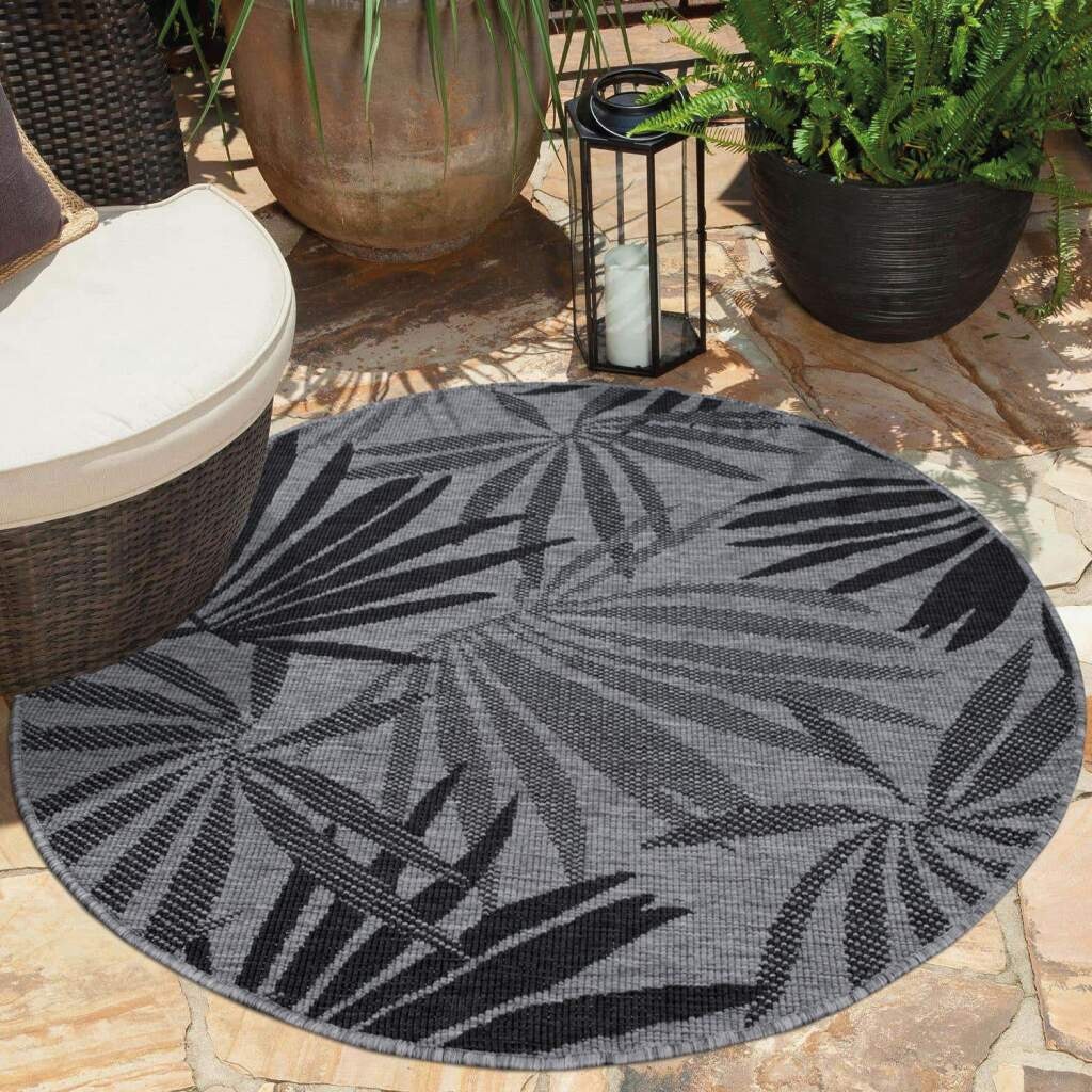 Carpet City Outdoorteppich "DUO RUG 5771" rund 5 mm Höhe Wendeteppich Wette günstig online kaufen