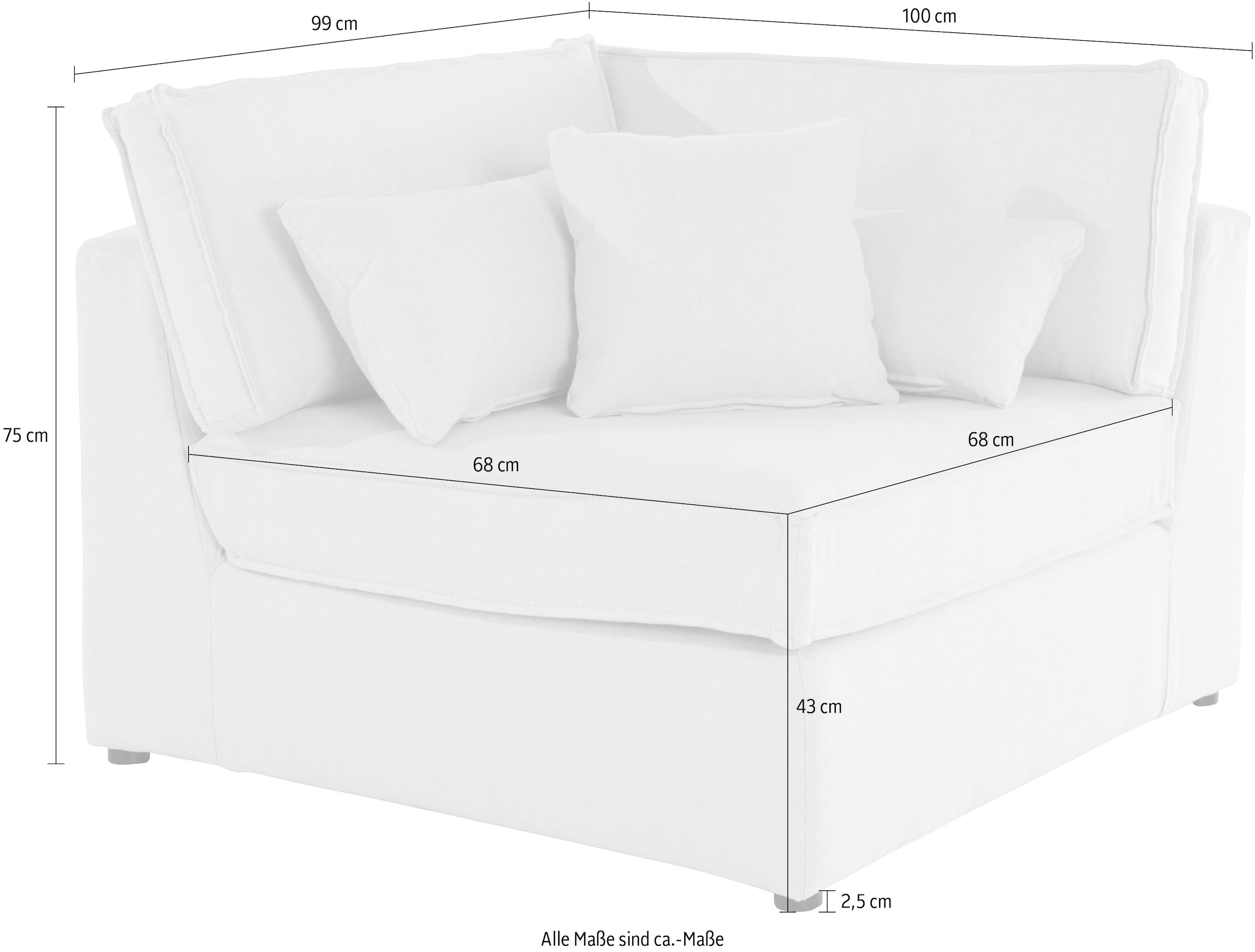RAUM.ID Sofa-Eckelement fester Cord Teil auch Sitzkomfort, in BAUR eines »Florid«, | Modulsofas