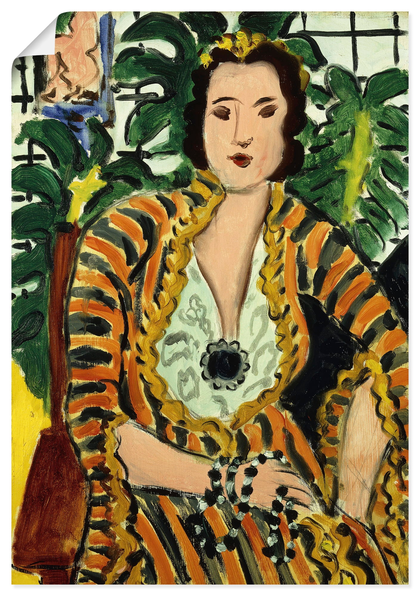 Wandbild ARTLAND "Dame mit blauem Schmuckstück. 1937", farbe bild(er): farbig, B:90cm H:130cm, Papier, Bilder, als Alubild, Leinwandbild, Poster, Wandaufkleber in verschied. Größen