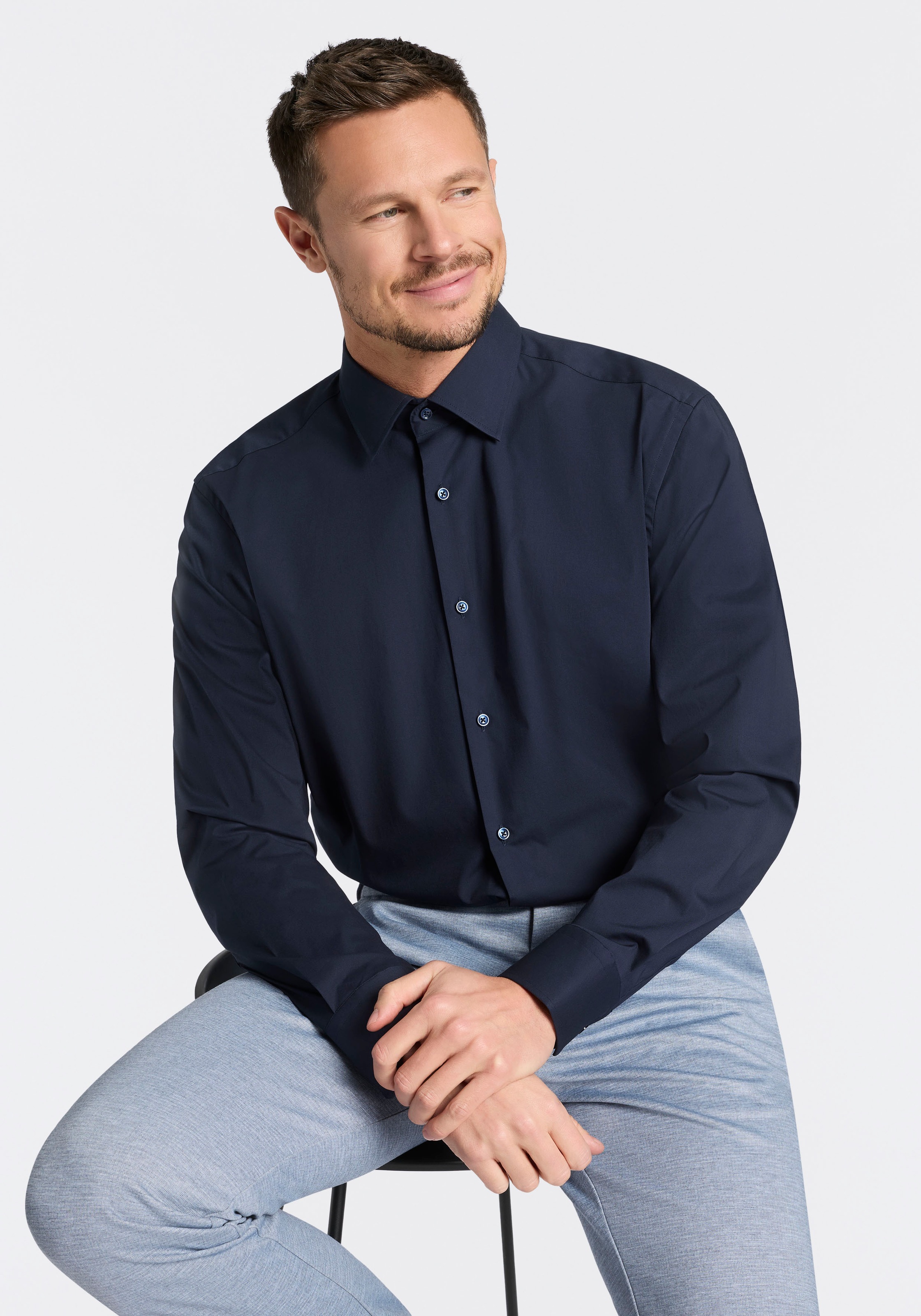 BOSS Businesshemd Kentkragen, Regular Fit, bügelleichte Qualität